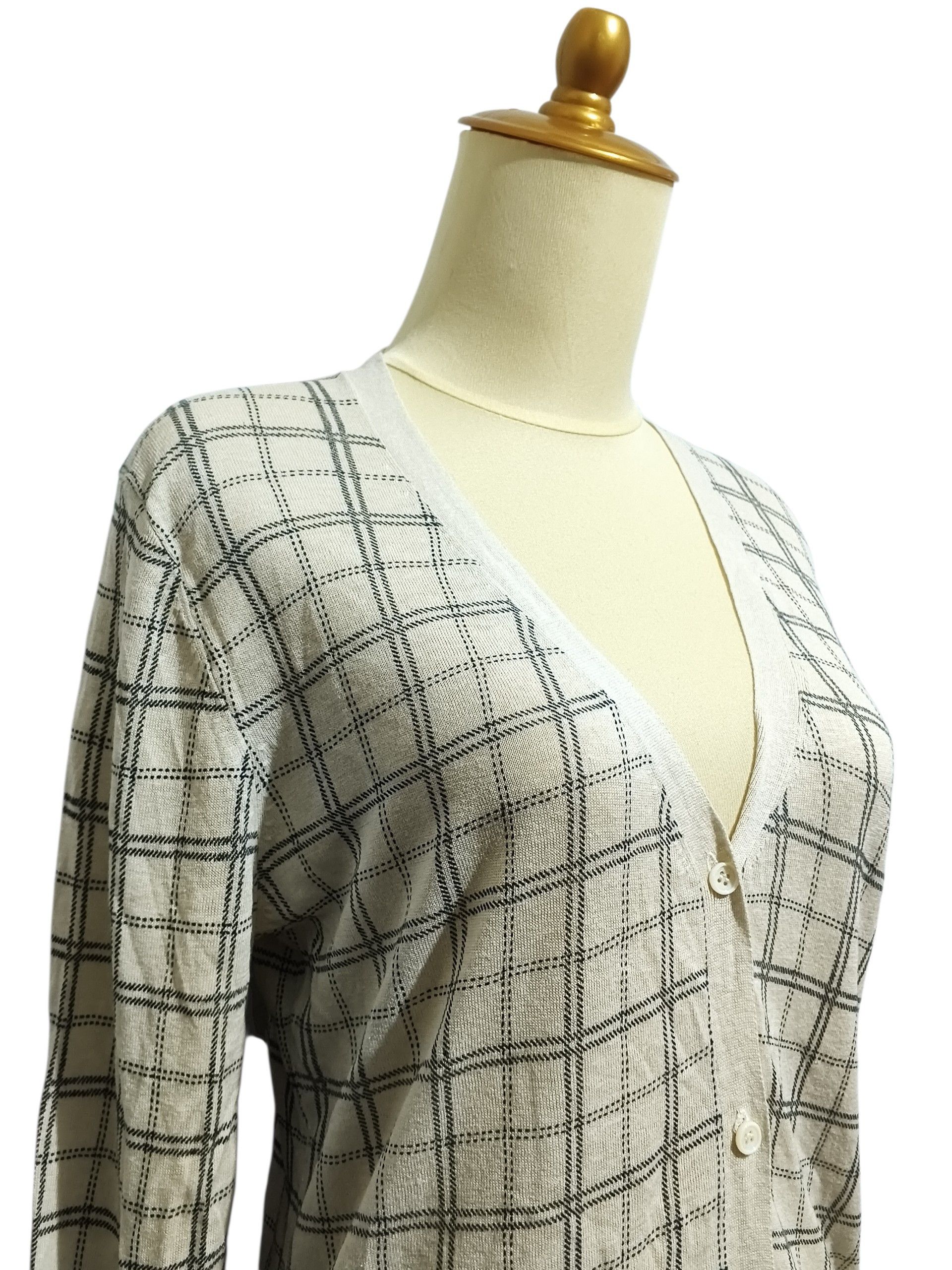 Max Mara 'Smax Mara Plaid Silk Cardigan Size S / US 4 / IT 40 - 4 Thumbnail