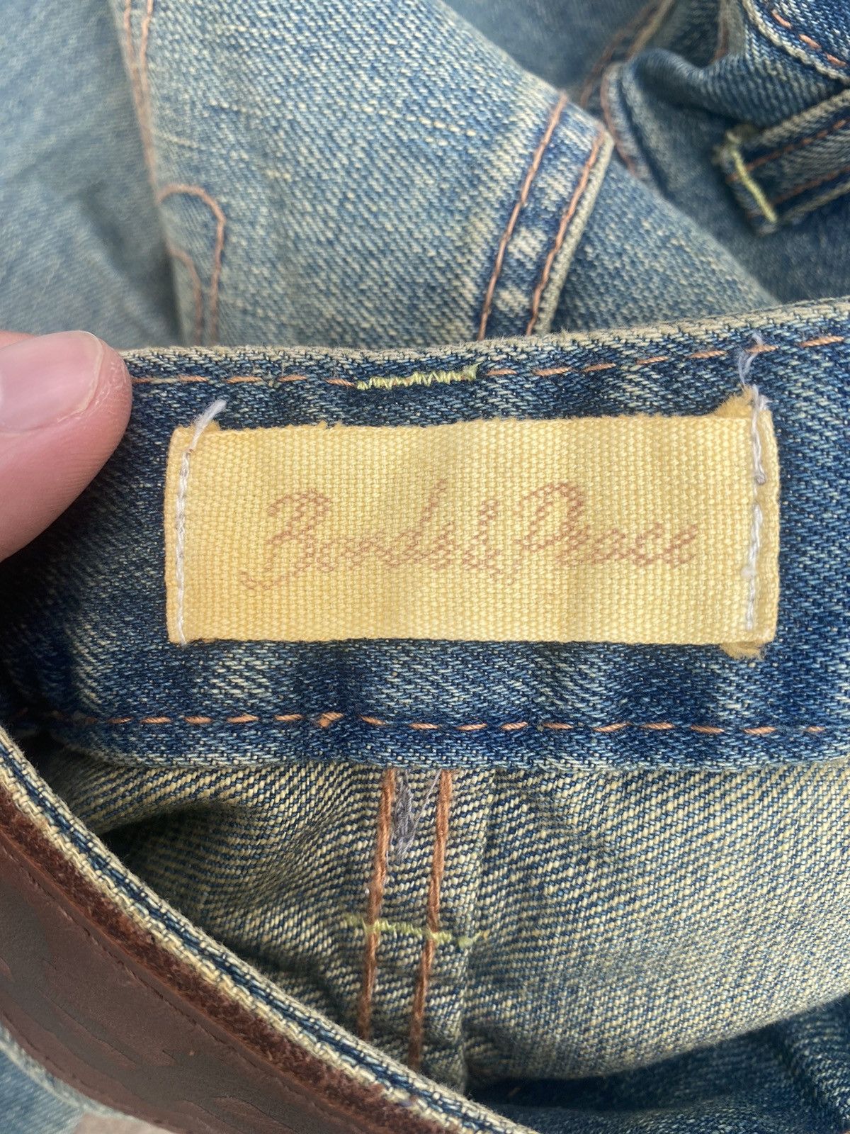 If Six Was Nine × Japanese Brand Flare Jeans Bonds & Peace Patchwork Fade Bootcut Size US 31 - 24 Thumbnail