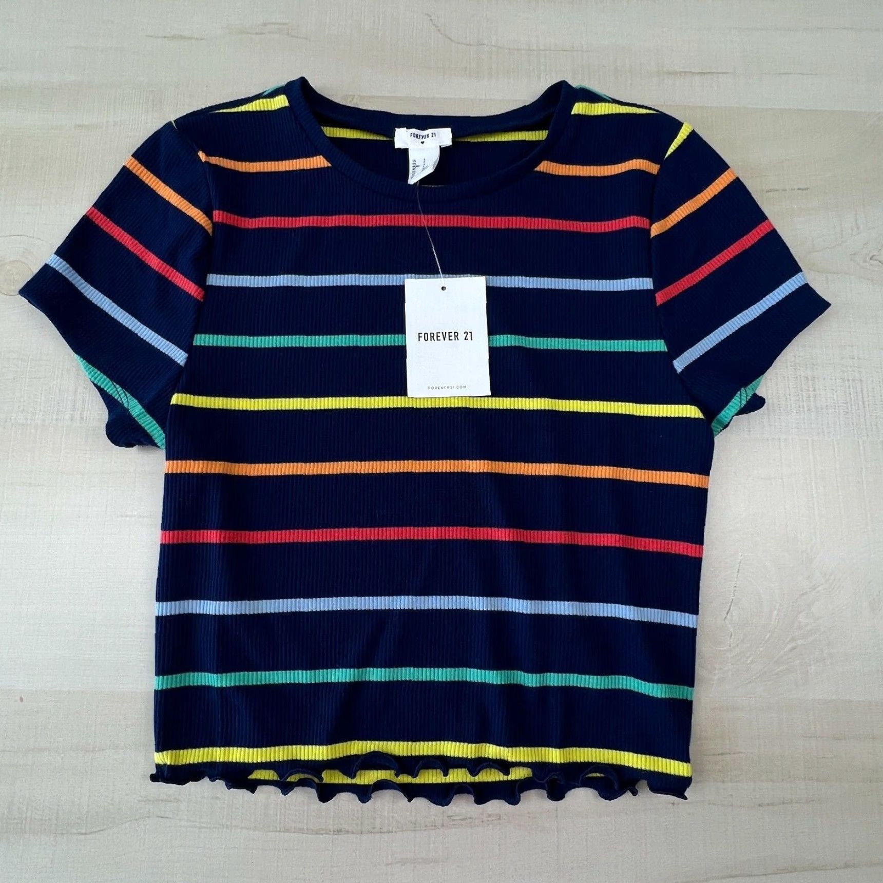 Forever 21 Forever 21 Pajama Top Women Small Juniors Blue Striped Sleepwear Short Sleeve New Size S / US 4 / IT 40 - 2 Thumbnail