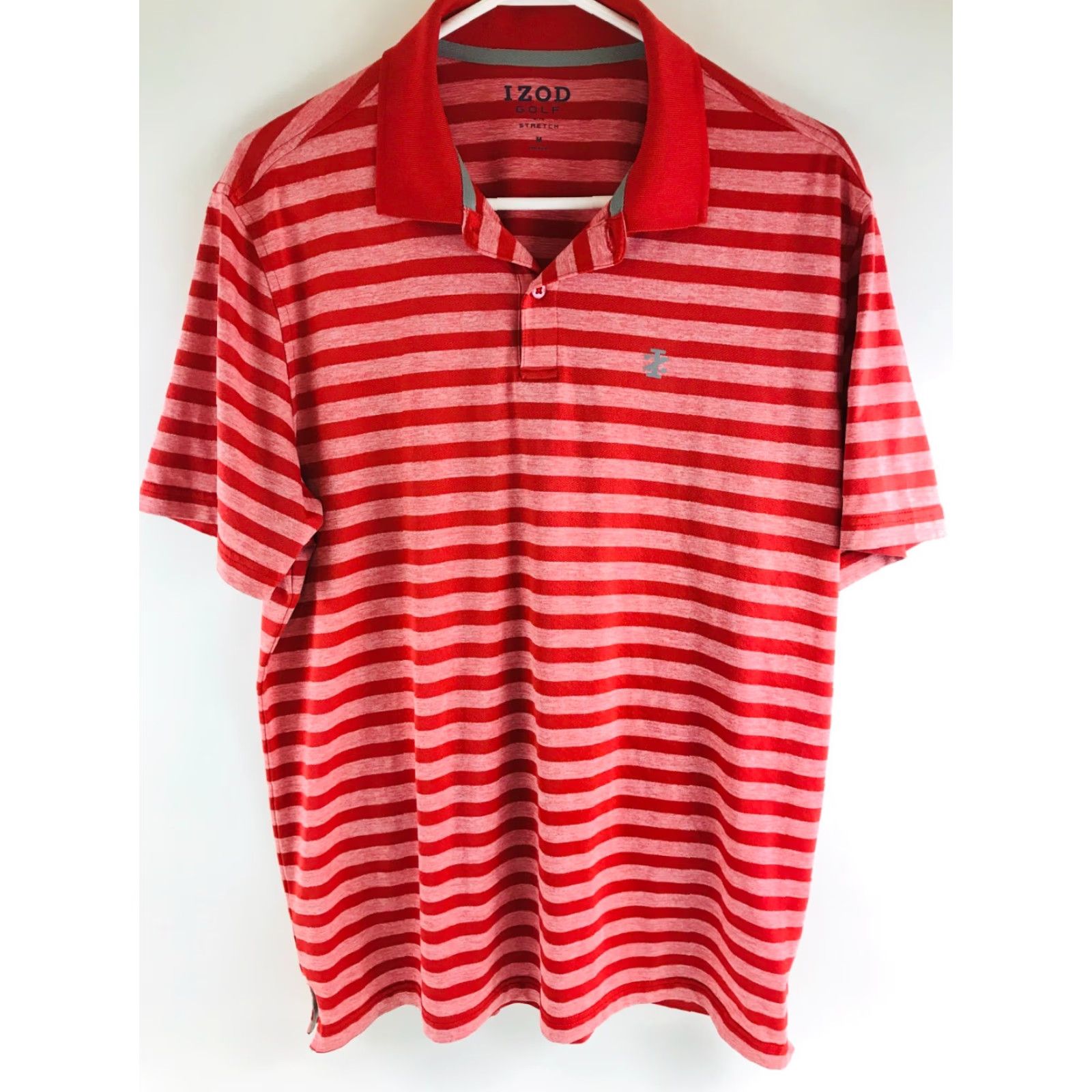 Izod IZOD Polo Shirt Male M Red Striped Stretch 1/4 Button Short Sleeve Golf Shirt Size US M / EU 48-50 / 2 - 2 Thumbnail