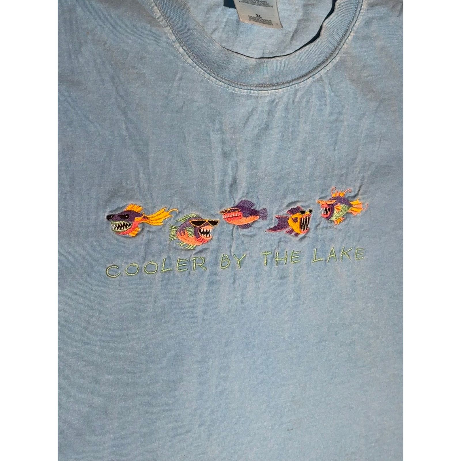 Gildan Vintage Cooler By The Lake Piranha Embroidered Shirt Size XL Size US XL / EU 56 / 4 - 4 Thumbnail