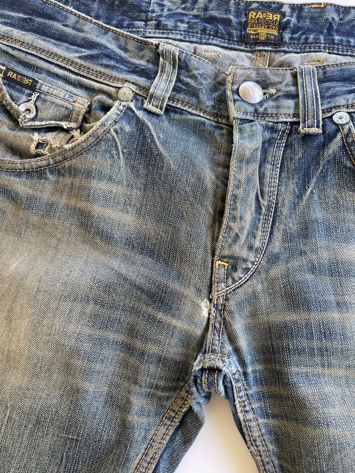 Japanese Brand Rag Recycle Dirty Distressed Jeans Size US 35 - 14 Thumbnail