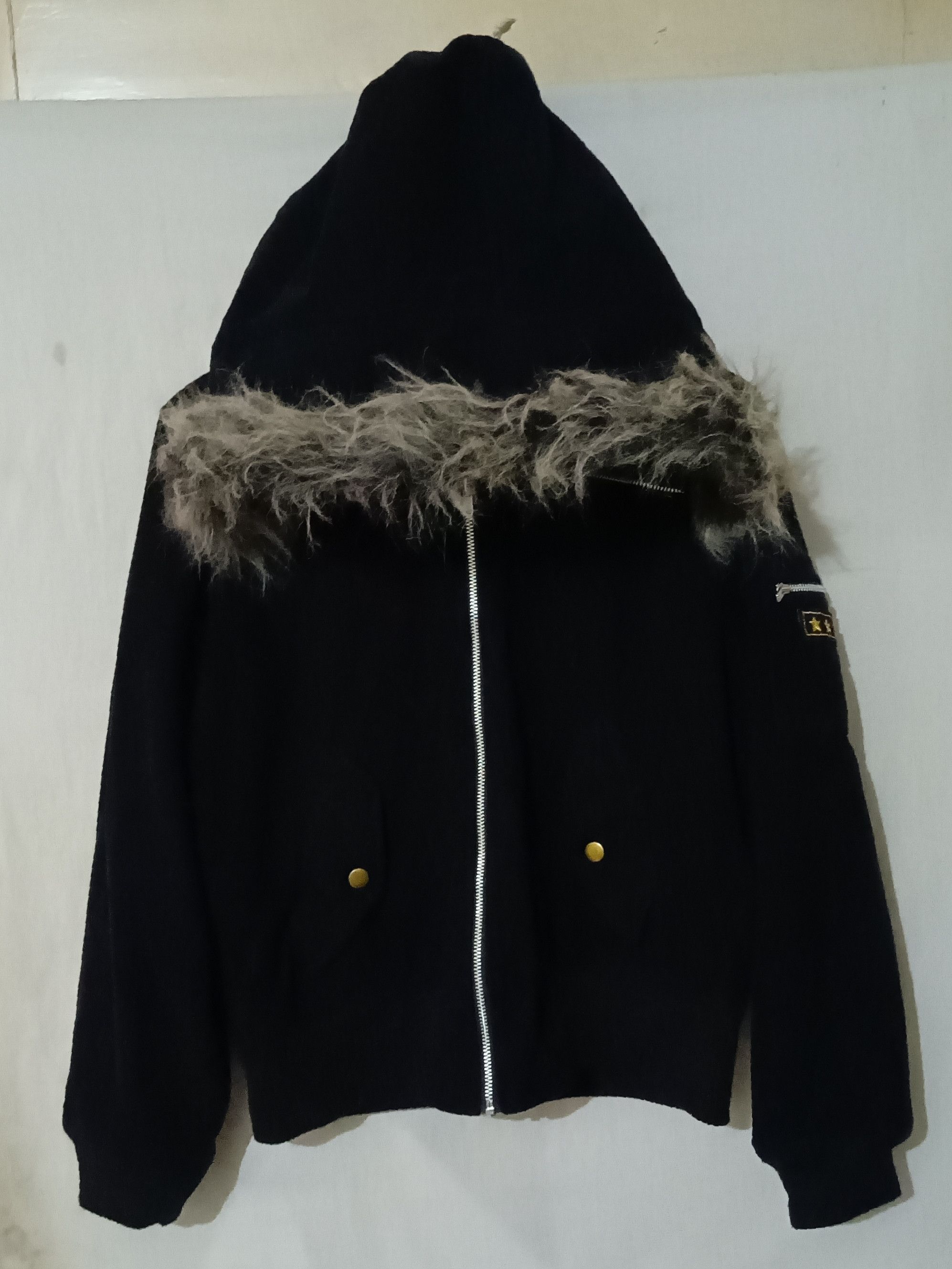 2000's Faux Fur Hoodie Cropped Velvet Jacket