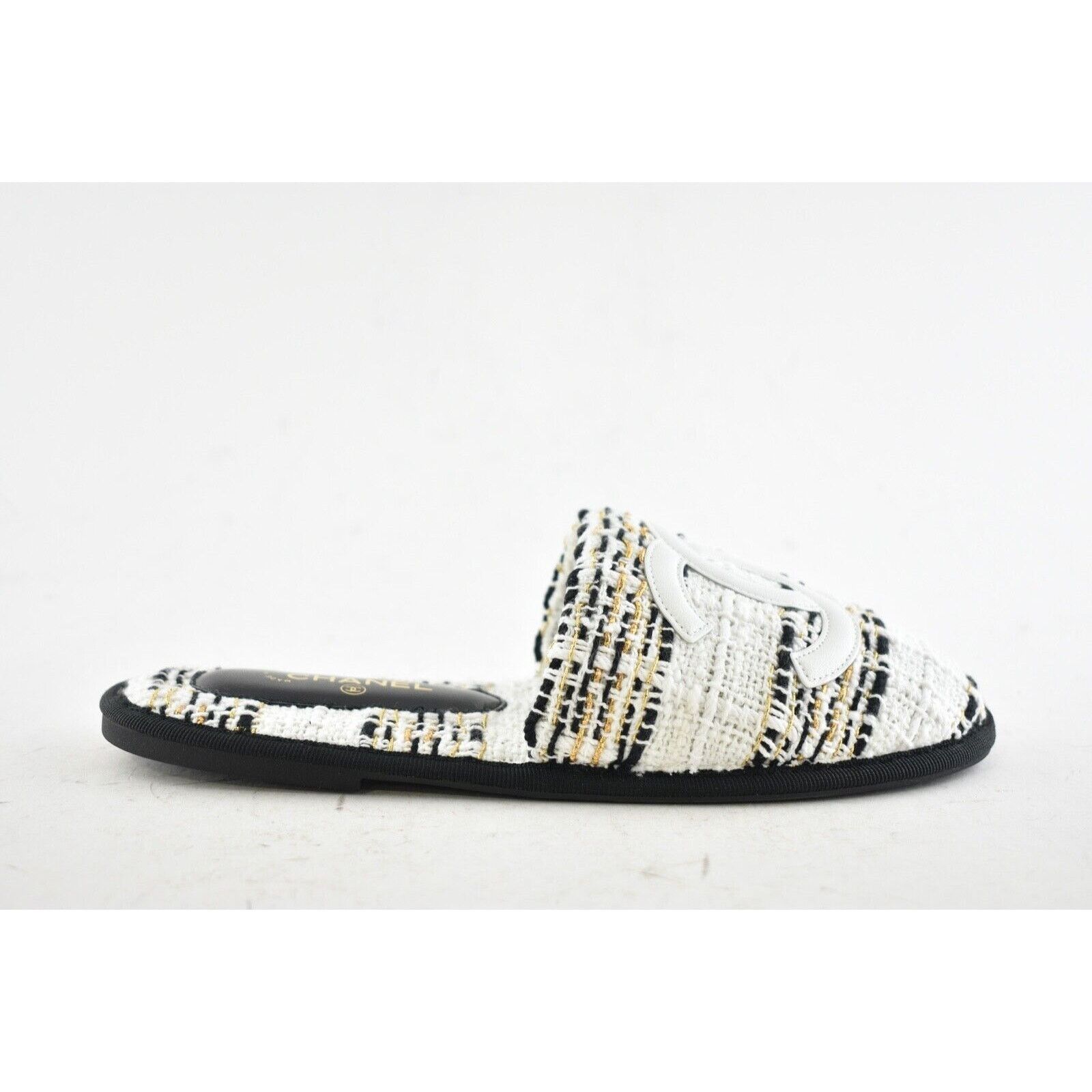 Chanel 19C Tweed House Slipper CC Logo Slip On Mule Flats XS Size US 5 / IT 35 - 2 Thumbnail