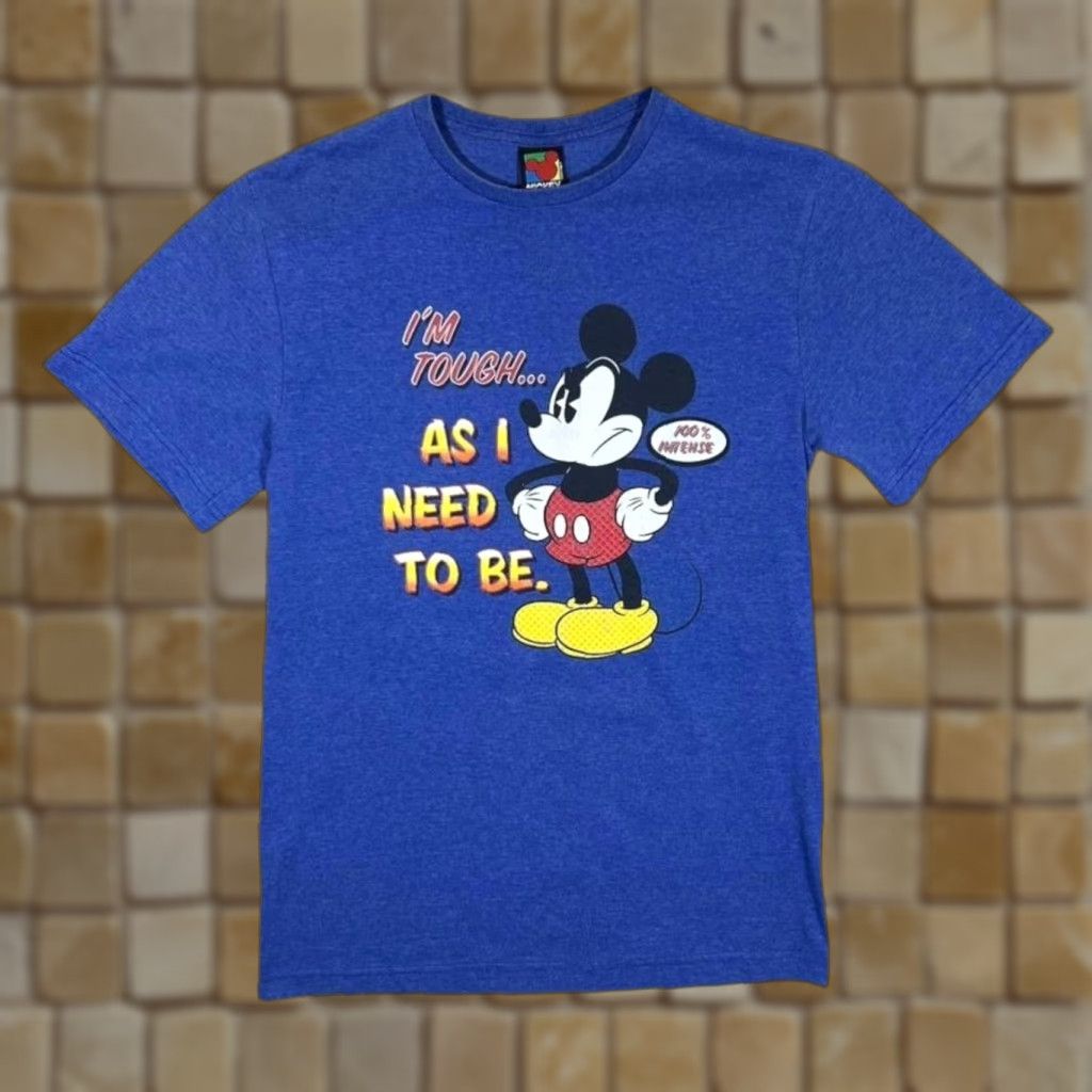 Disney VINTAGE Disney Mickey Unlimited Jerry Leigh "I'm Tough" T-Shirt S Men Blue Mickey Mouse Short Sleeve Cotton Shirt 90s Size US S / EU 44-46 / 1 - 1 Thumbnail