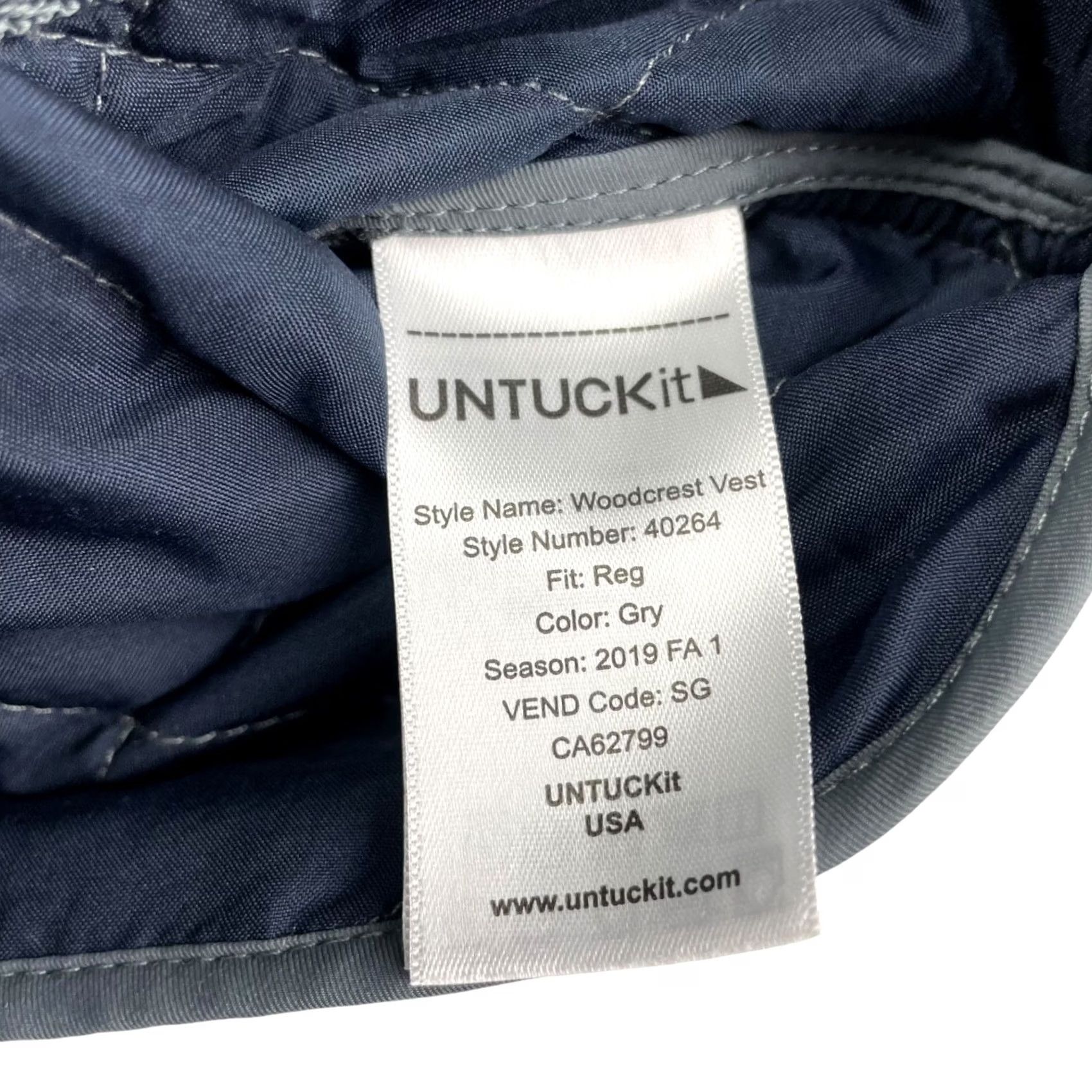 UNTUCKit UNTUCKit Vest Men 100% Nylon Full Zip Quilted Woodcrest Gray M Size US M / EU 48-50 / 2 - 4 Thumbnail