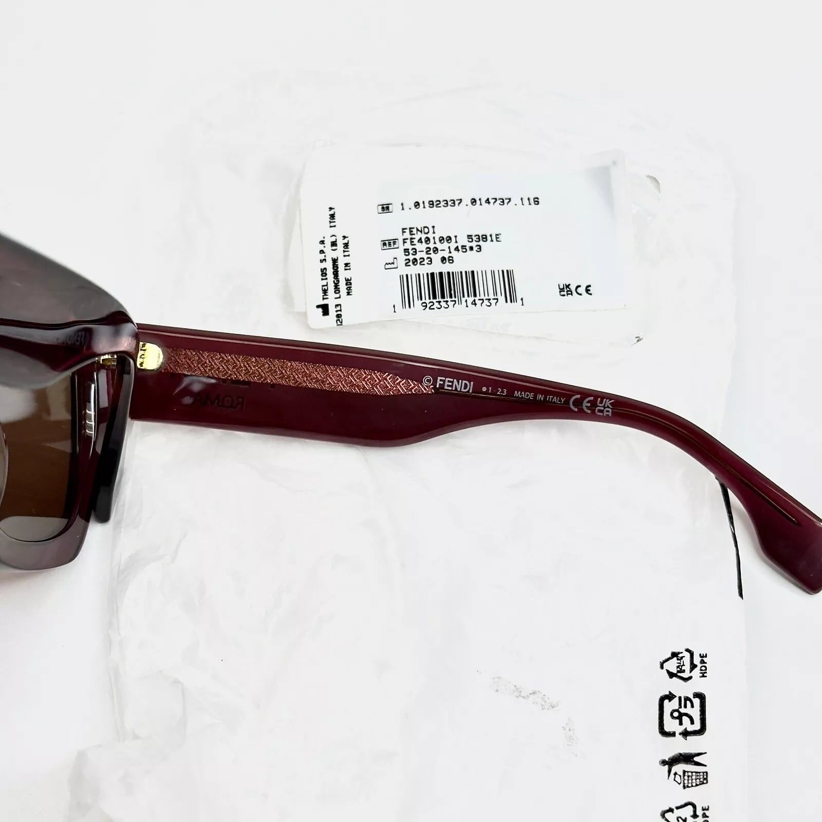 Fendi FENDI ROMA 40100 Burgundy Logo Fashion Sunglasses FE40100I Size ONE SIZE - 5 Thumbnail