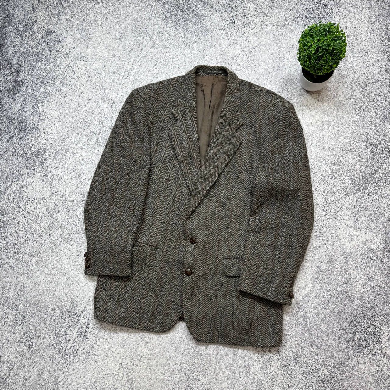 Harris Tweed Harris Tweed Blazer Handwoven 80s Scottish Wool Herringbone Size 42R - 10 Thumbnail