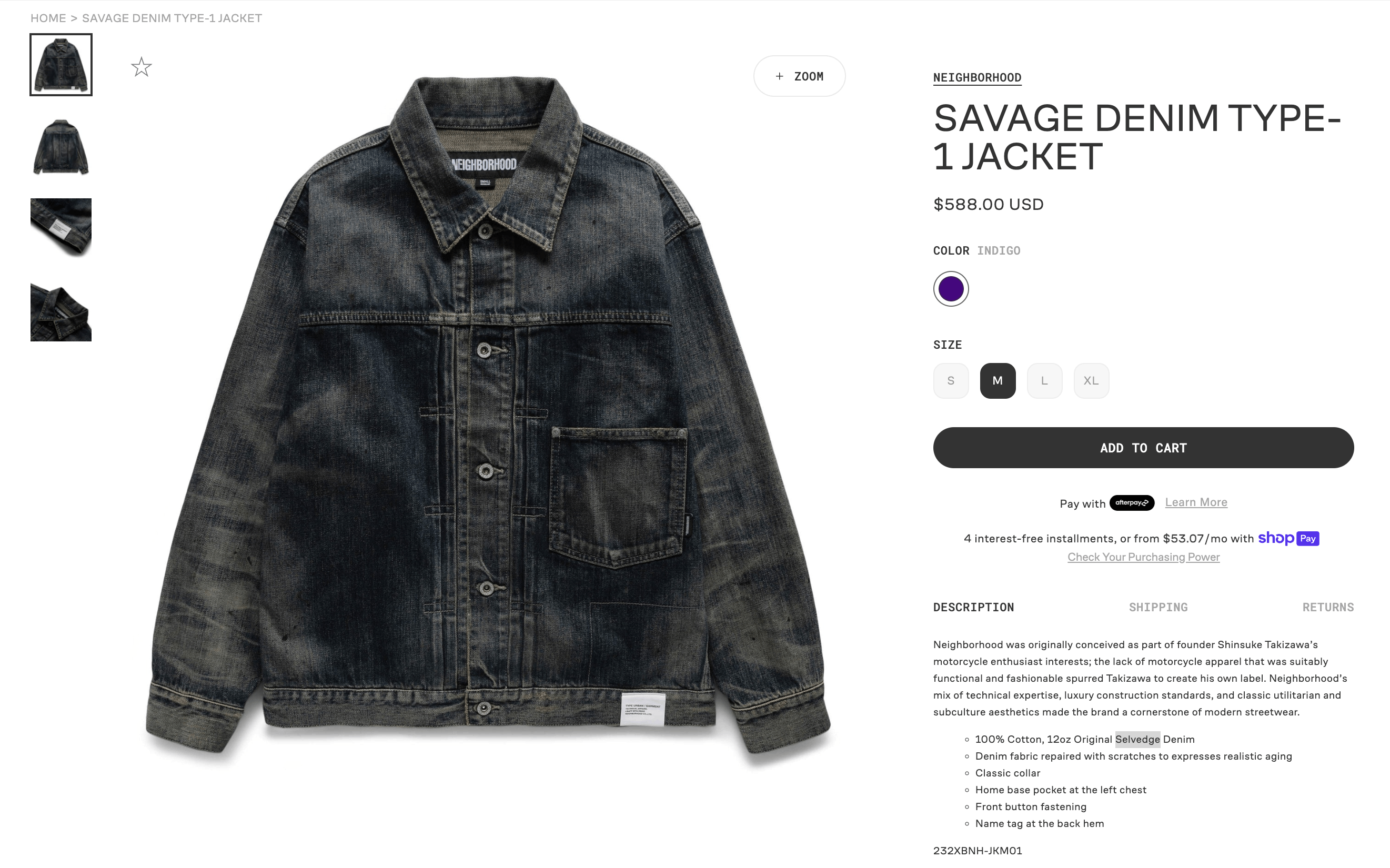 Neighborhood NEIGHBORHOOD SAVAGE DENIM TYPE-1 JACKET | Grailed