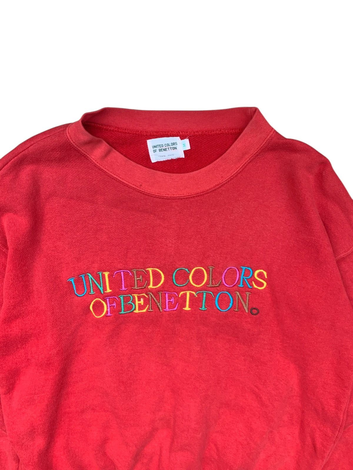 Benetton 80s Oversized boxy Benetton crewneck embroidered print Size US M / EU 48-50 / 2 - 3 Thumbnail