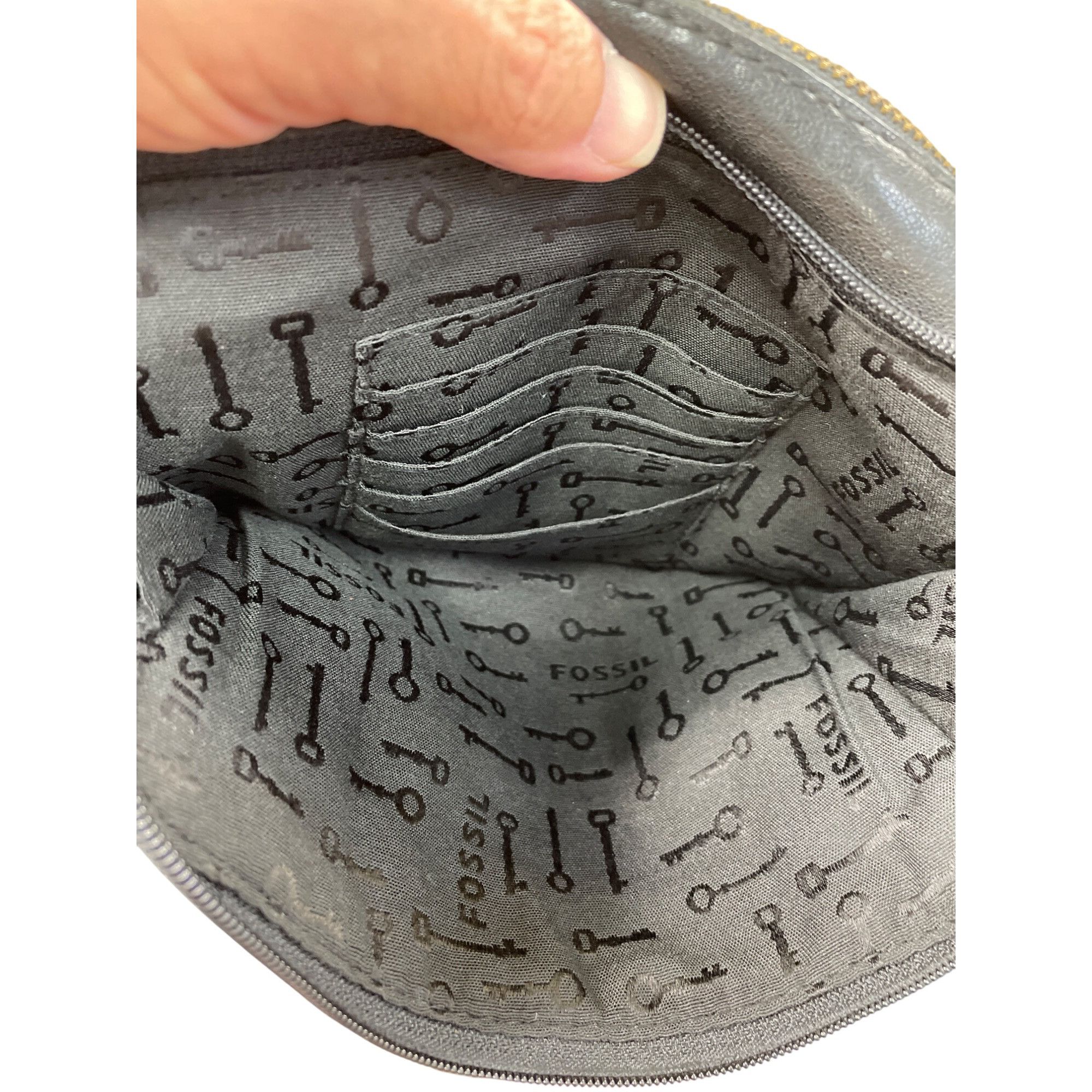 Fossil Fossil Long Live Vintage Womens Black Leather Crossbody Han Size ONE SIZE - 19 Thumbnail