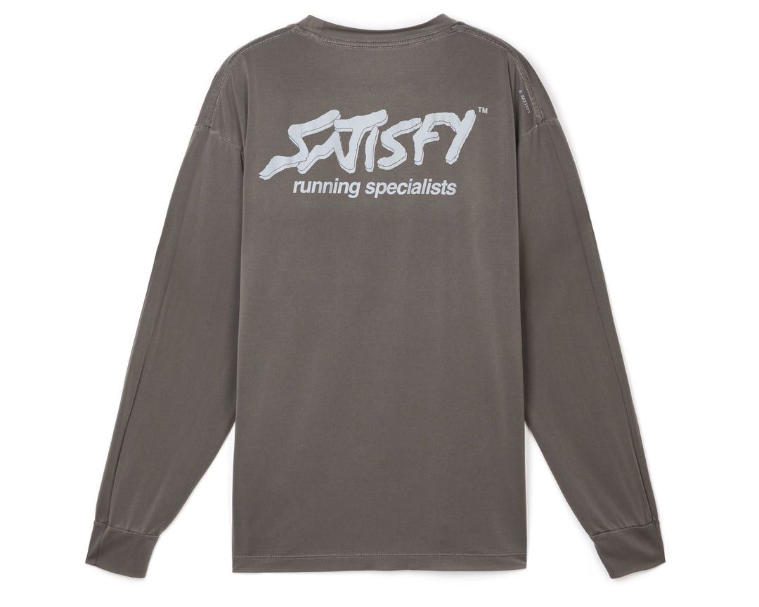 image of Satisfy Running Auralite Long Sleeve in Mineral Graphite, Men's (Size XL)