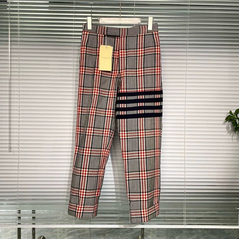 Thom Browne Red Blue Plaid Casual Pants - dmc