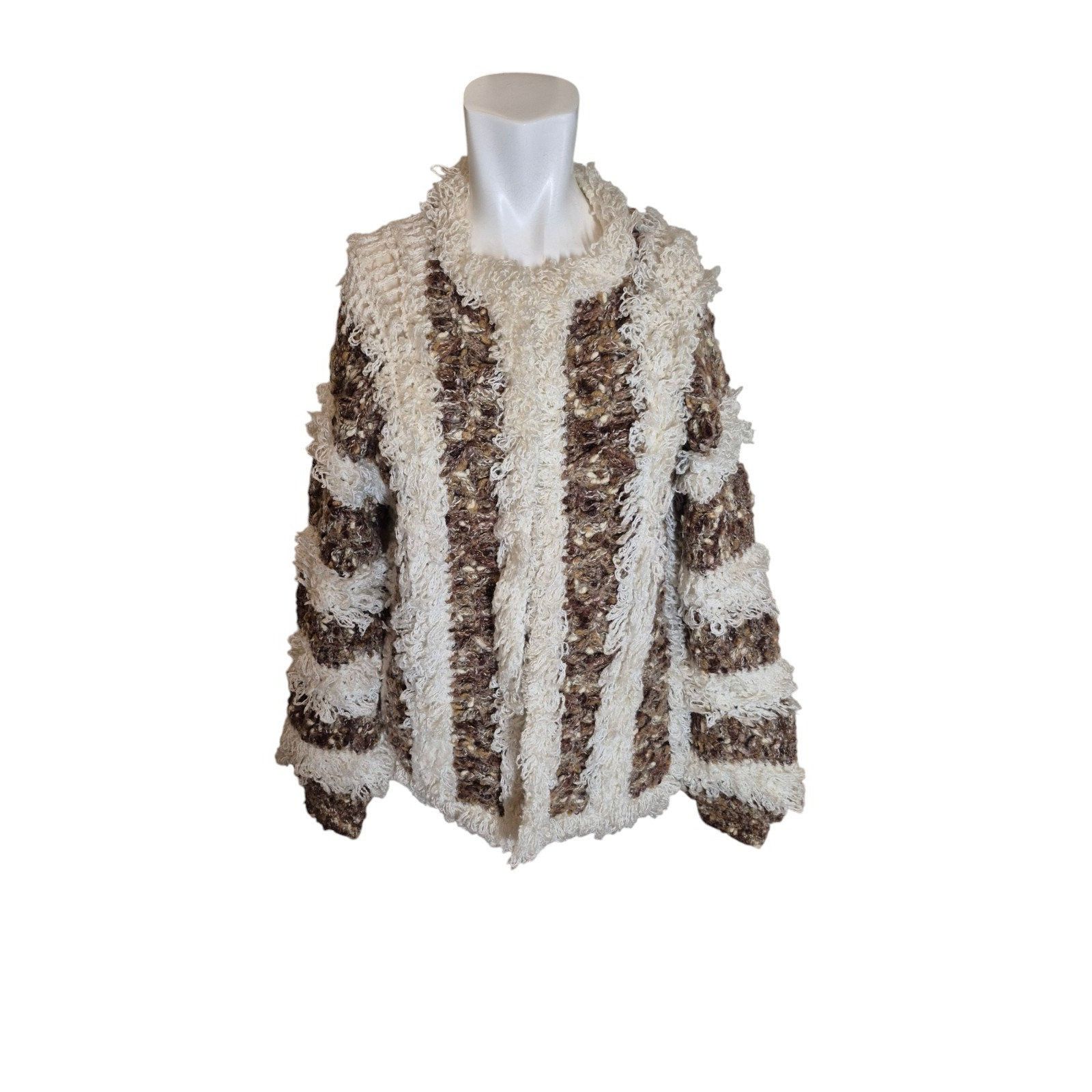 Vintage Vintage Boho 70s Fringe Coatigan Oversized Cardigan Sweater Size S / US 4 / IT 40 - 1 Thumbnail