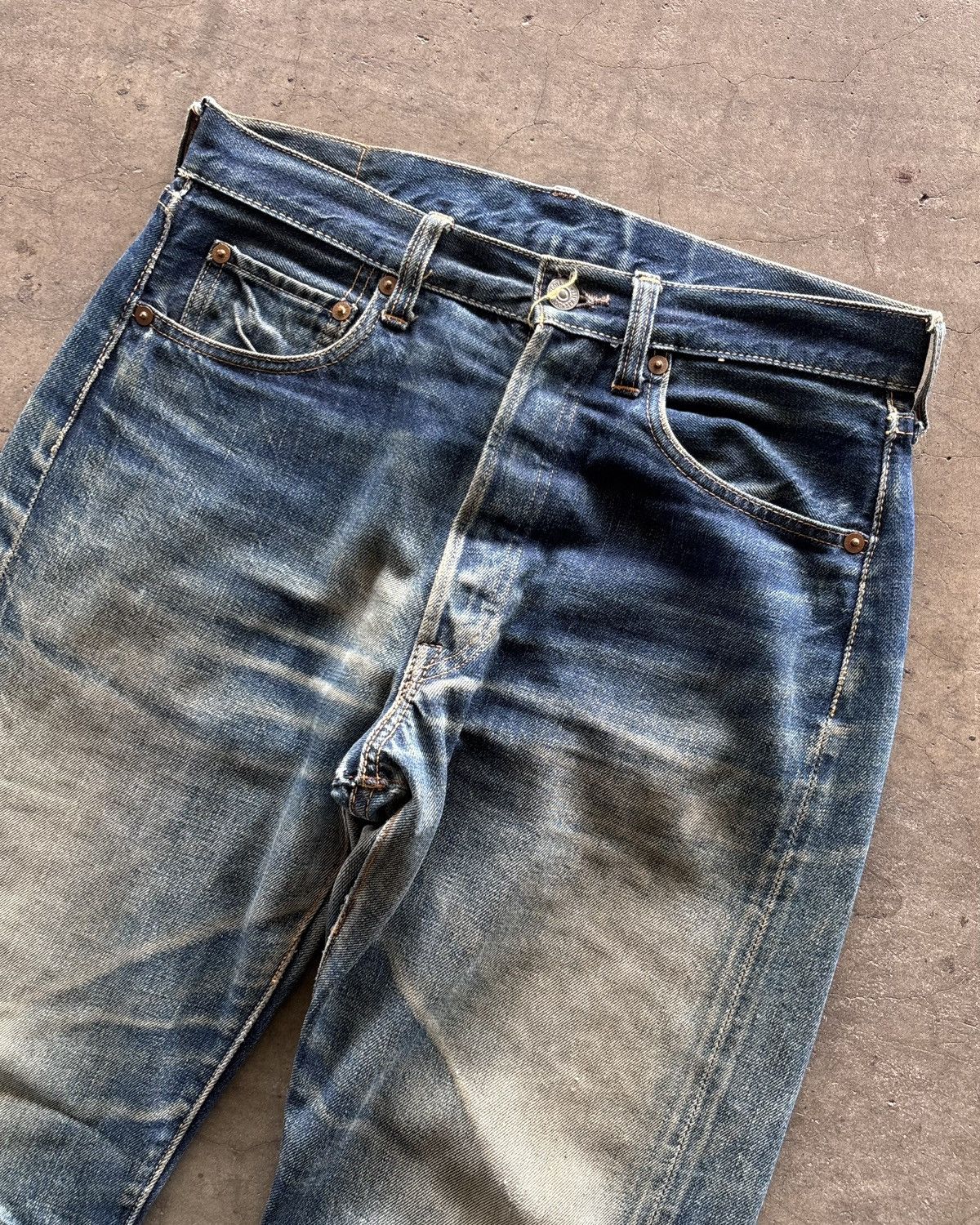 TOYS McCOY 🔥CRAZY Joe McCoy Salvedge Faded Denim Jeans Size US 30 / EU 46 - 3 Thumbnail