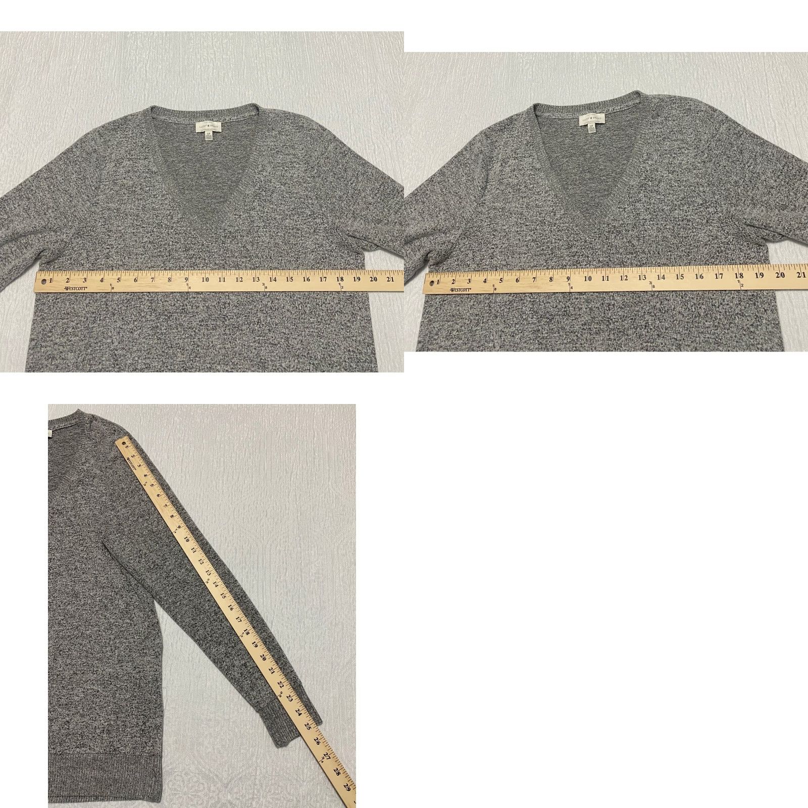Lucky Brand Lucky Brand Womens V Neck Tunic Top Gray Knit Size S Lightweight Long Sleeve Relaxed Fit Side Slit V-Neck Sweater Dress? Size S / US 4 / IT 40 - 8 Thumbnail