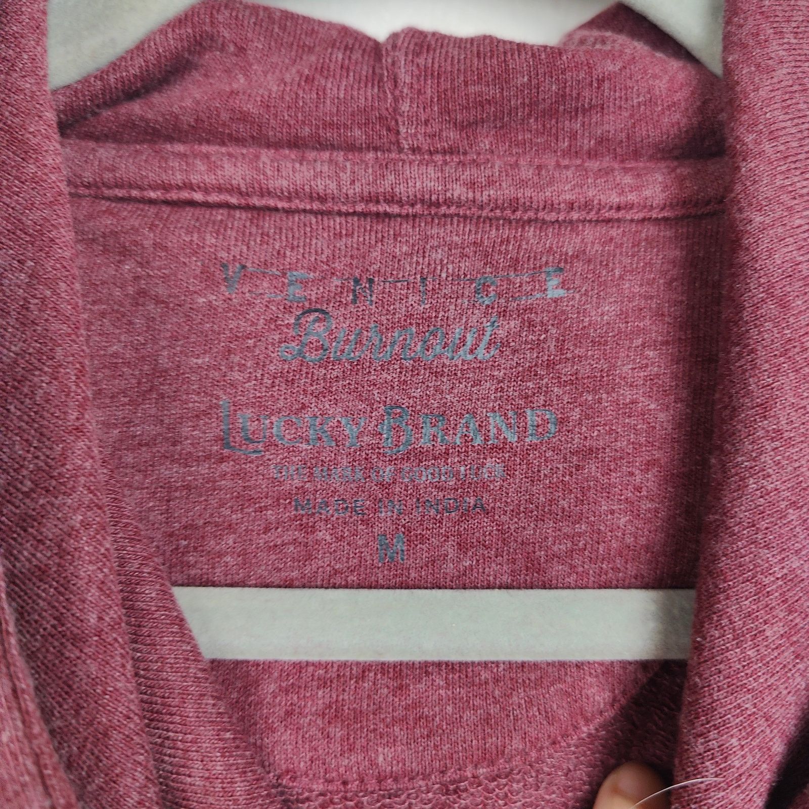 Lucky Brand Lucky Brand Venice Burnout Hoodie Mens Medium Burgundy Size US M / EU 48-50 / 2 - 4 Thumbnail