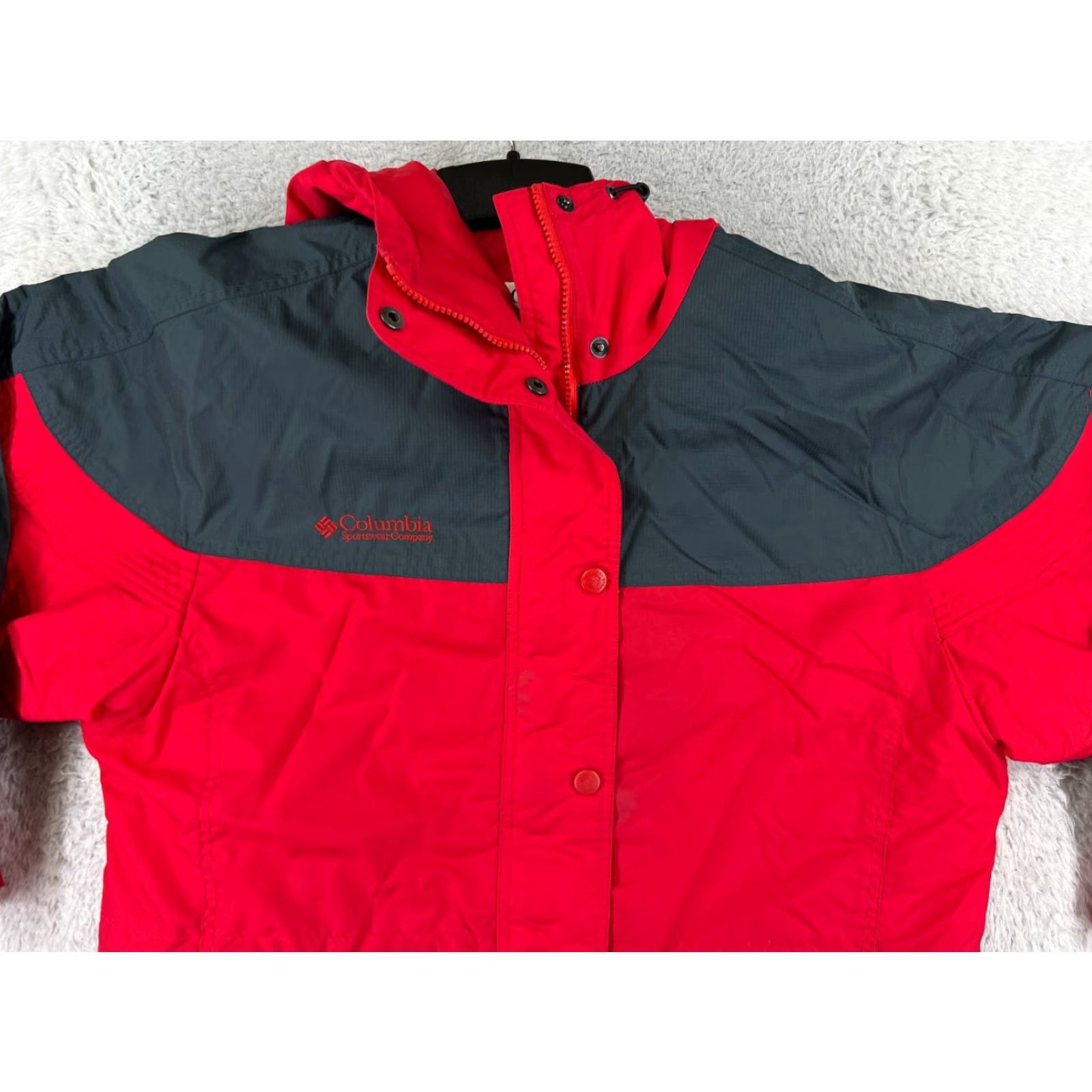 Etro Columbia Womens Medium Red Windbreaker Hooded Full Zip Retro 90s Style Jacket Size M / US 6-8 / IT 42-44 - 6 Thumbnail