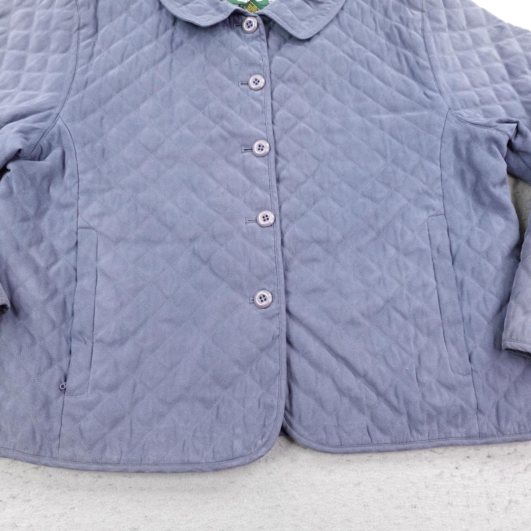 Vintage VINTAGE Cabela's Jacket Womens XL Purple Diamond Quilted Polyester Suede Button Up Coat Size XL / US 12-14 / IT 48-50 - 3 Thumbnail