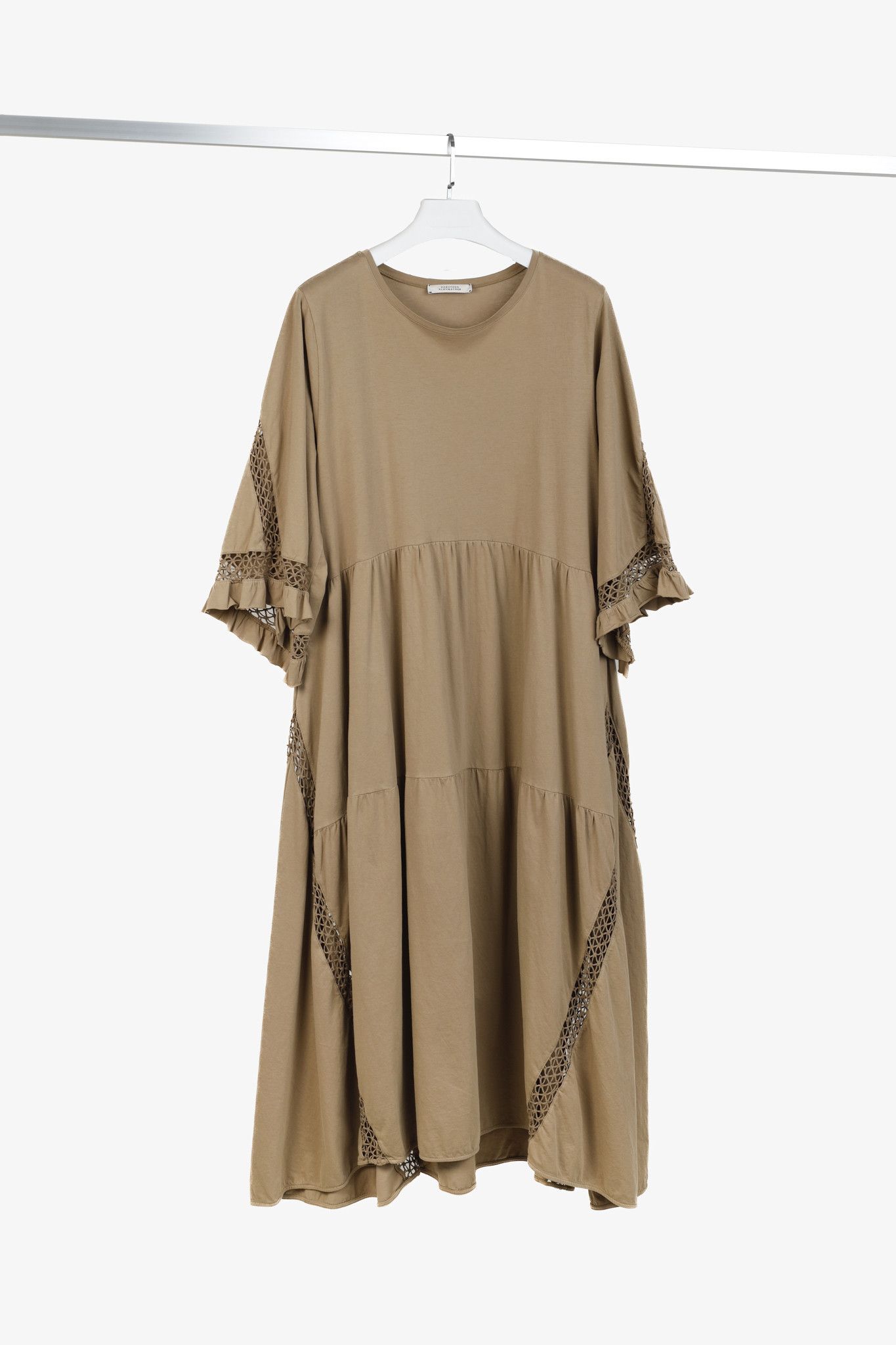 DOROTHEE SCHUMACHER Dorothee Schumacher Brown Crochet-Trim Tiered Maxi Dress Size XL / US 12-14 / IT 48-50 - 1 Thumbnail