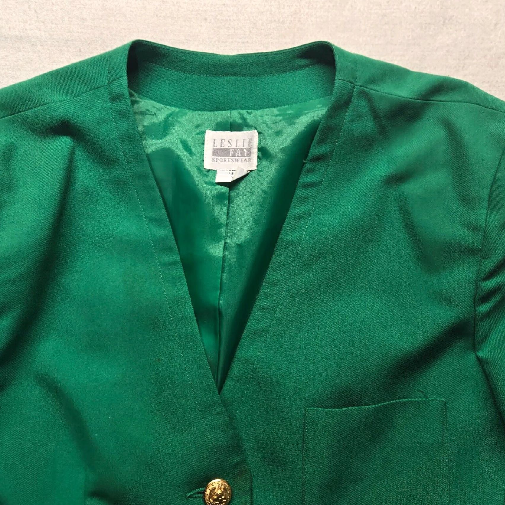 Vintage Vintage Leslie Fay Green Jacket Coat Long Sleeve Adult Women's Size 16 Size XXL / US 16-18 / IT 52-54 - 2 Thumbnail