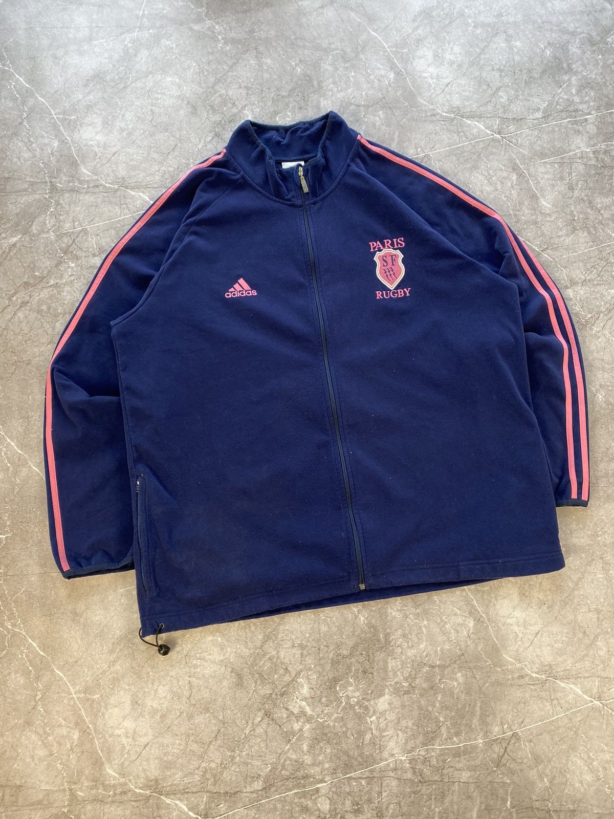 Adidas × Vintage OOs Adidas Paris Rugby Staid Francais Zip Up Fleece Jacket Size US XL / EU 56 / 4 - 1 Thumbnail