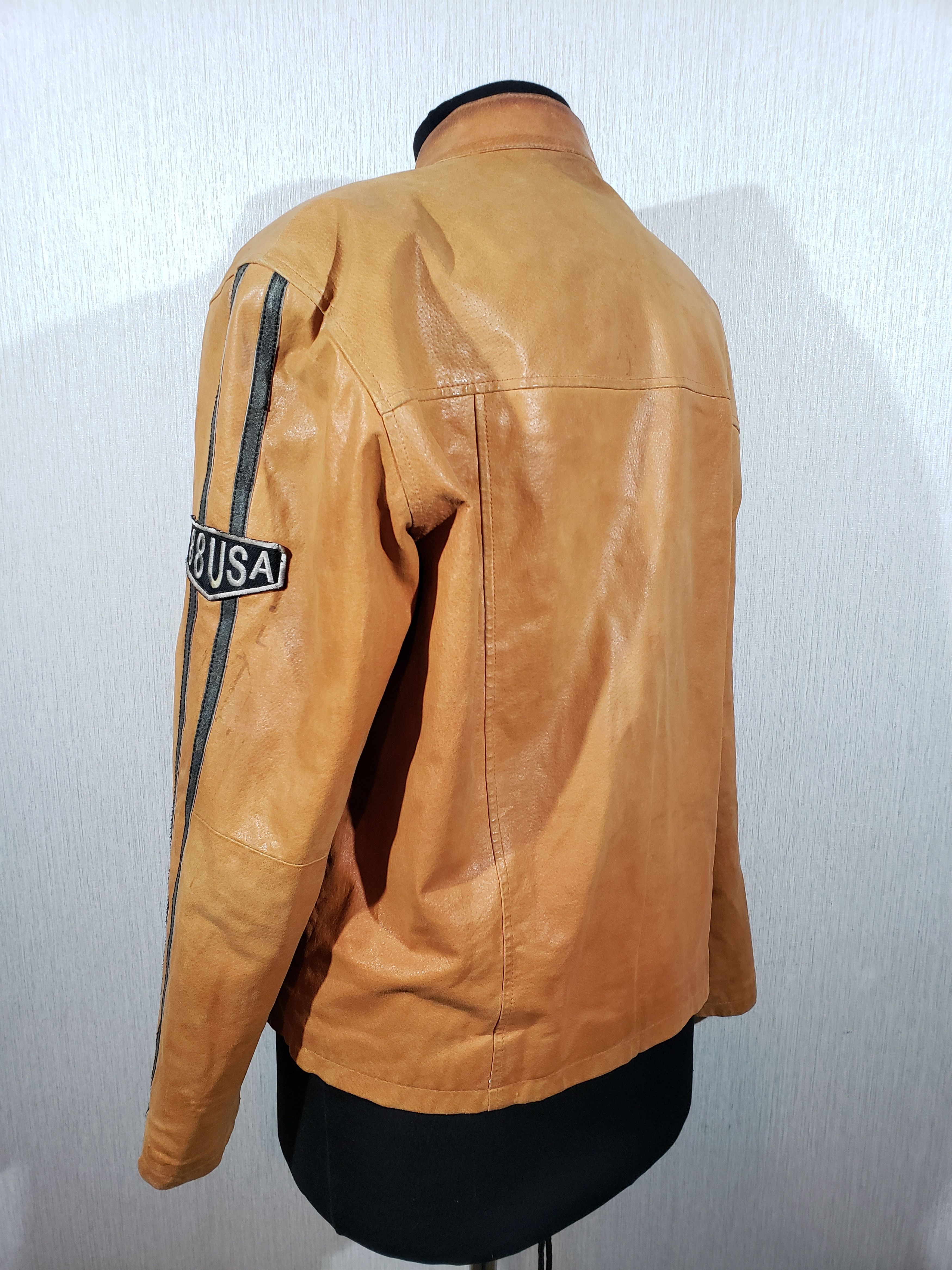 Other Stylish men's leather jacket with stripes. Size US L / EU 52-54 / 3 - 6 Thumbnail