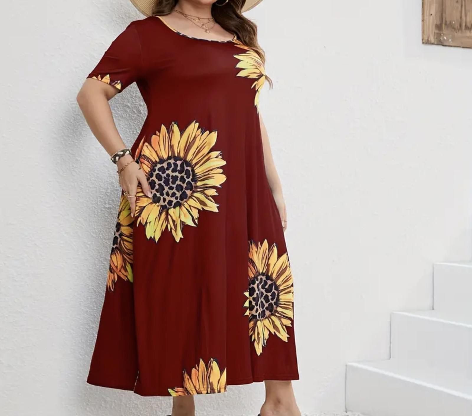 Designer Sunflower Print Maxi Dress Size M / US 6-8 / IT 42-44 - 1 Thumbnail