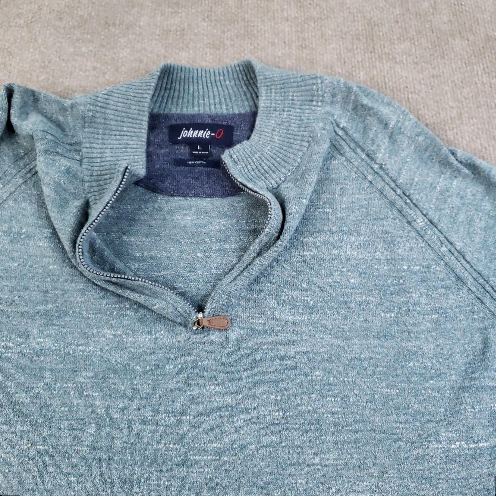 johnnie-O johnnie-O Sweater Mens Large Blue 1/4 Zip Mock Neck Pullover Golf Knit Shirt Size US L / EU 52-54 / 3 - 6 Thumbnail