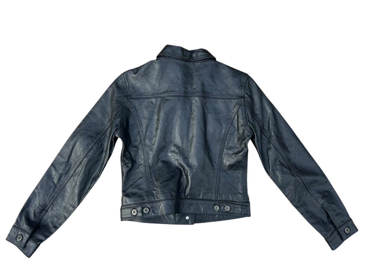 Vintage Fall 2000 GAP Patina Black Leather Trucker Jacket