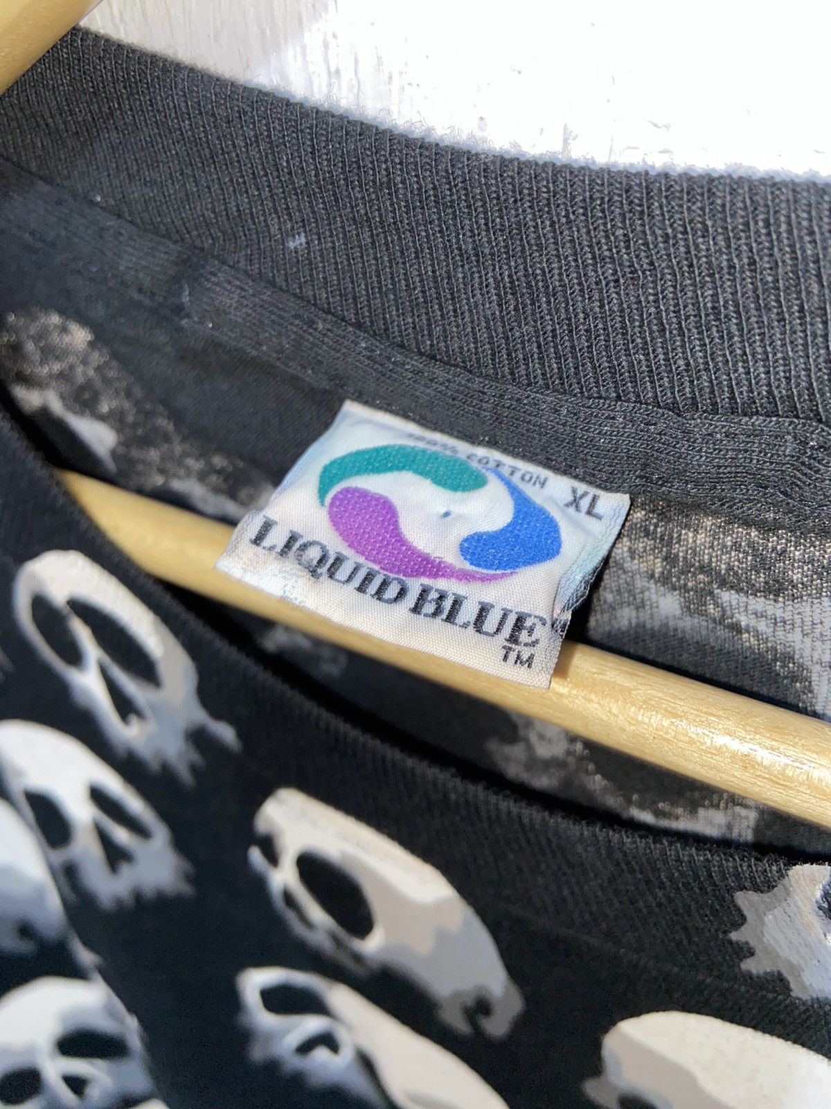 Liquid Blue × Vintage Vintage Chris Pinkerton 1992 ©️ Liquid Blue Skull Tshirt Size US XXL / EU 58 / 5 - 7 Thumbnail