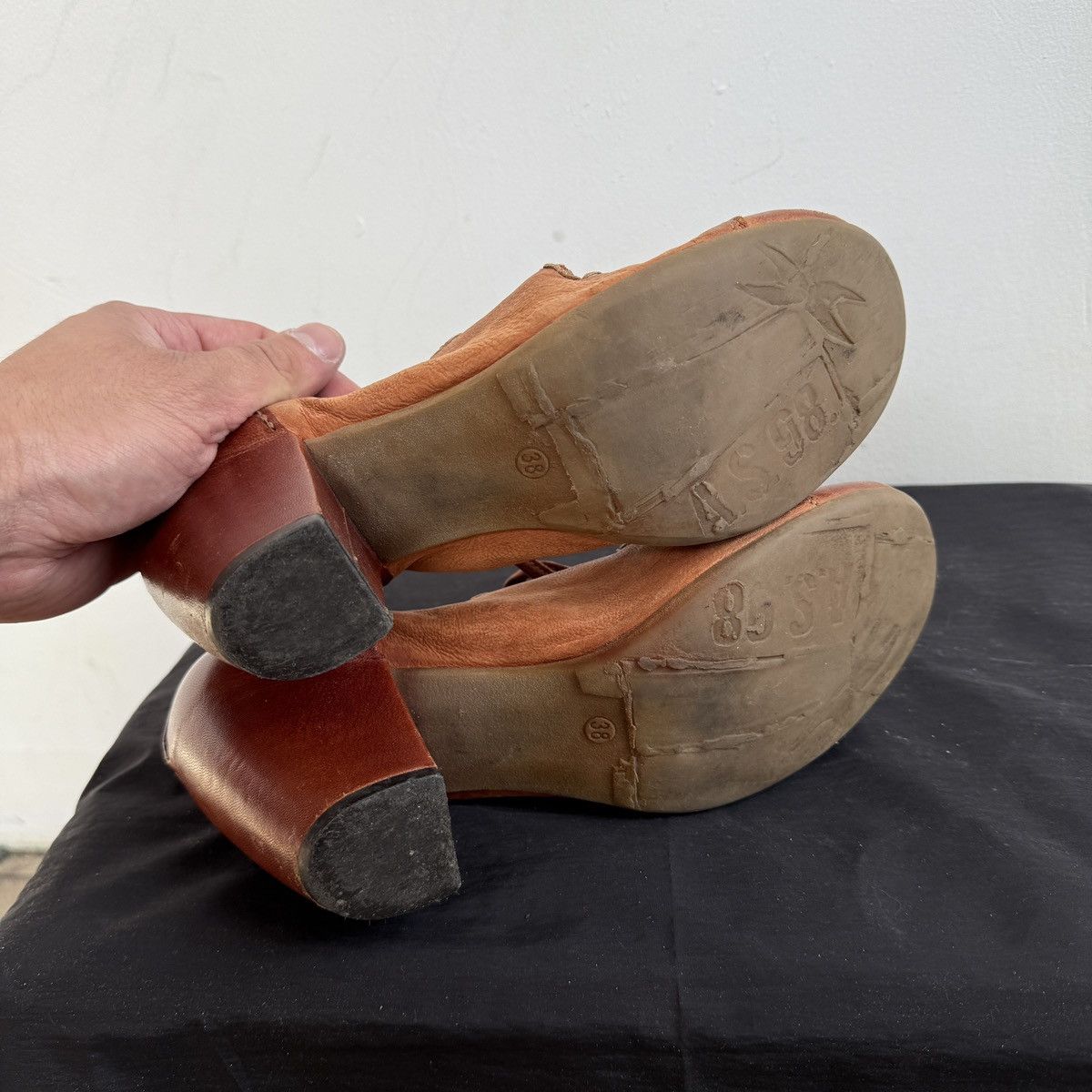 A.S.98 A.S.98 Avant Garde Tan Brown Leather Lace Up Heeled Oxfords Size US 8 / IT 38 - 11 Thumbnail