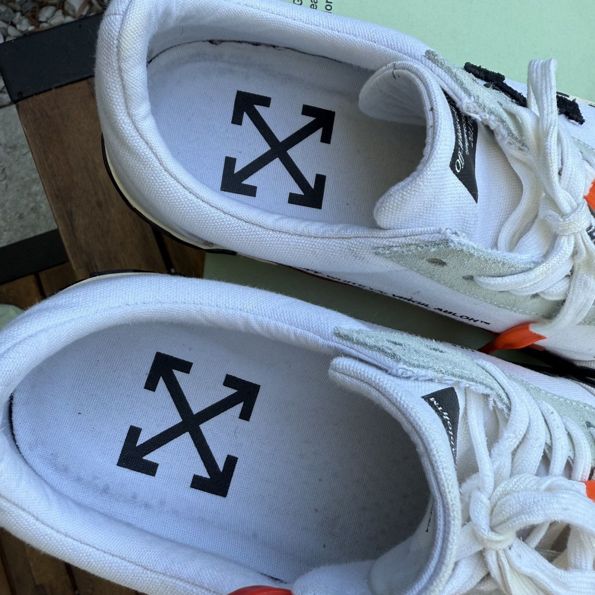 Off-White Off-White Vulc Low Top Vans (Updated Stripes) 2018 Size US 8.5 / EU 41-42 - 7 Thumbnail