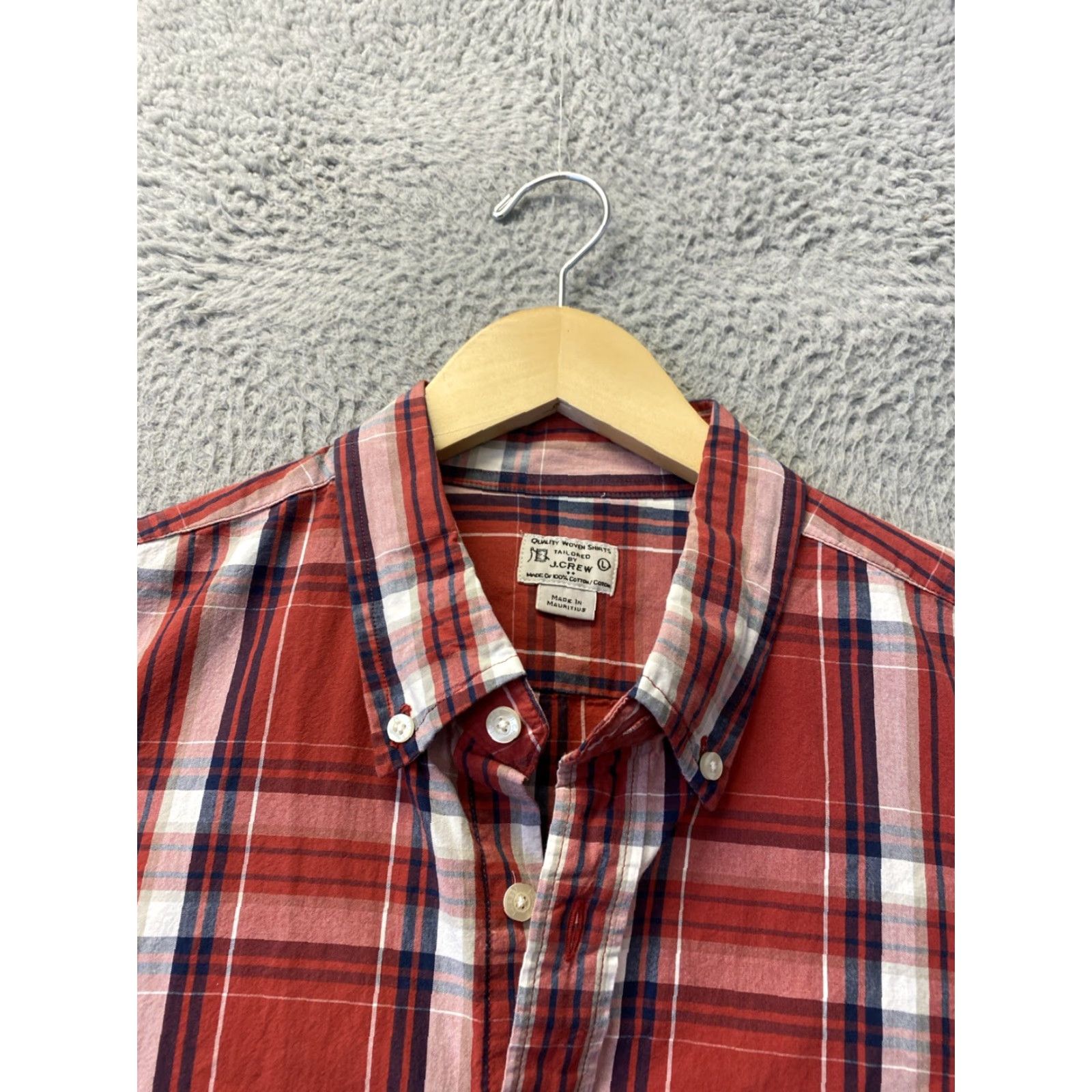 J.Crew VINTAGE J.CREW SHIRT Mens L Crimson Plaid Oxford 100% Cotton Slim Fit Button-Up Long Sleeve Size US L / EU 52-54 / 3 - 3 Thumbnail