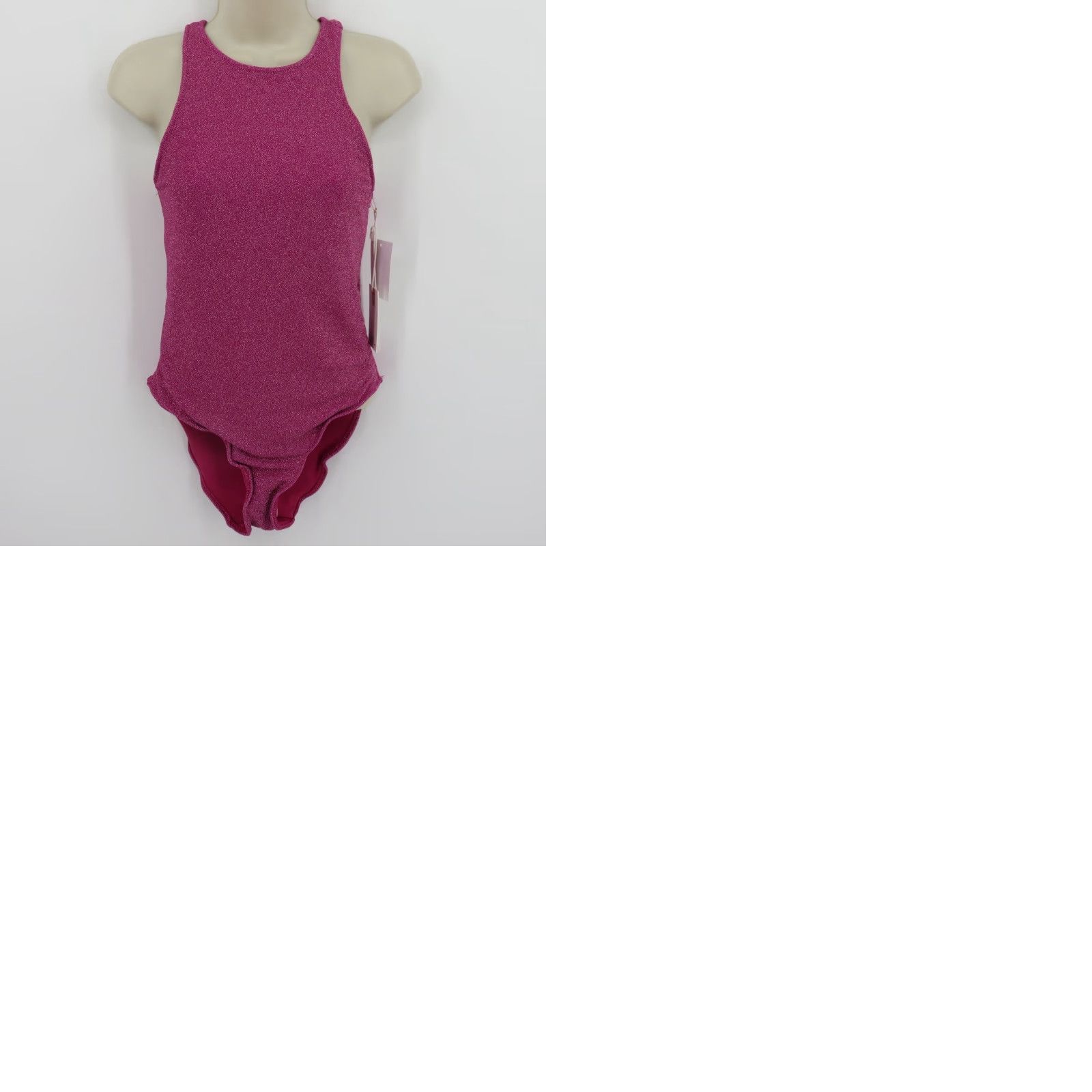 Good American Good American One Piece Swimwear Womens 2 Pink Hawiian Sparkle High Neck New Size ONE SIZE - 9 Thumbnail