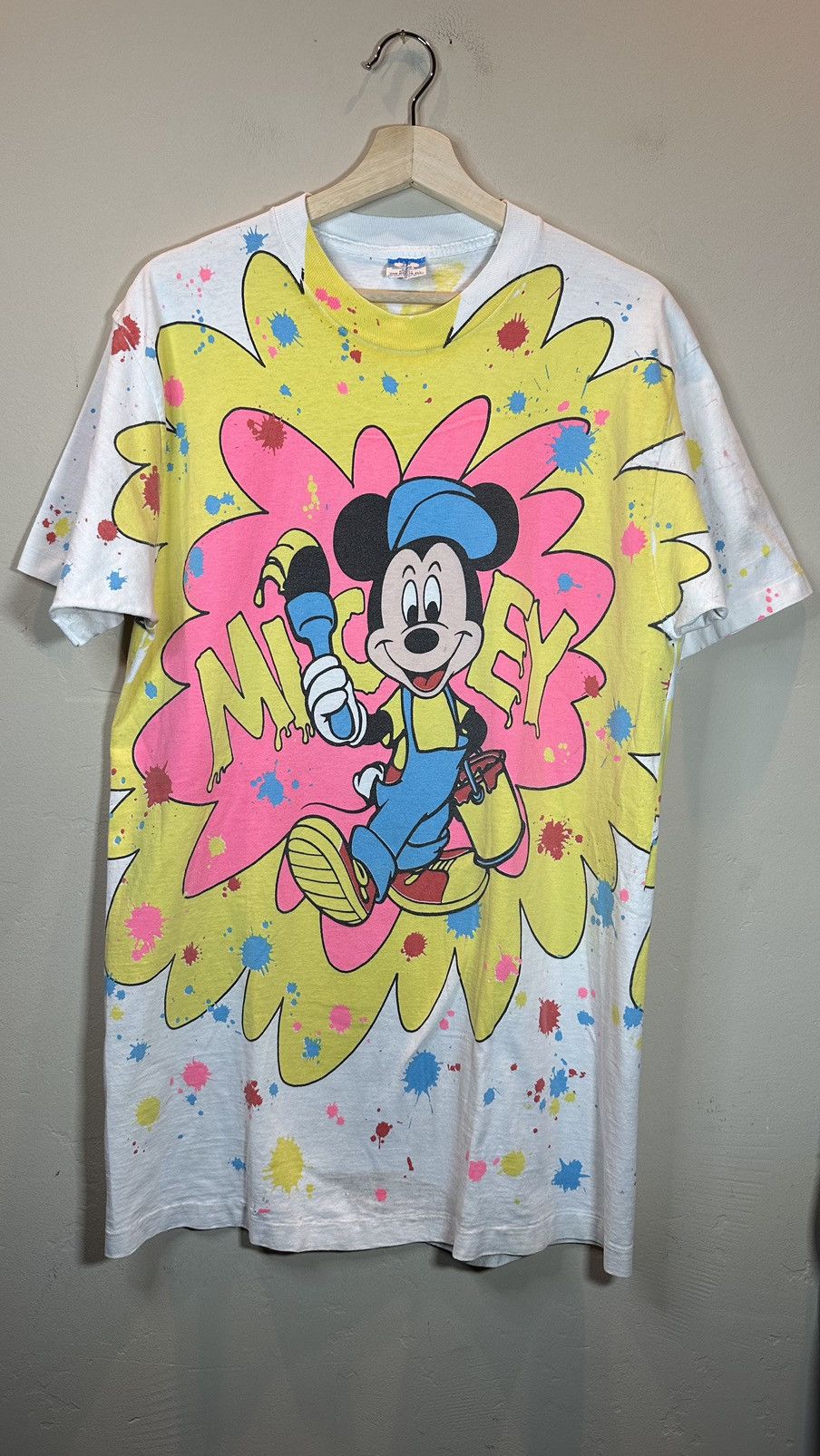 RARE* Vintage 1980's Mickey Mouse Painter Disney AOP Shirt