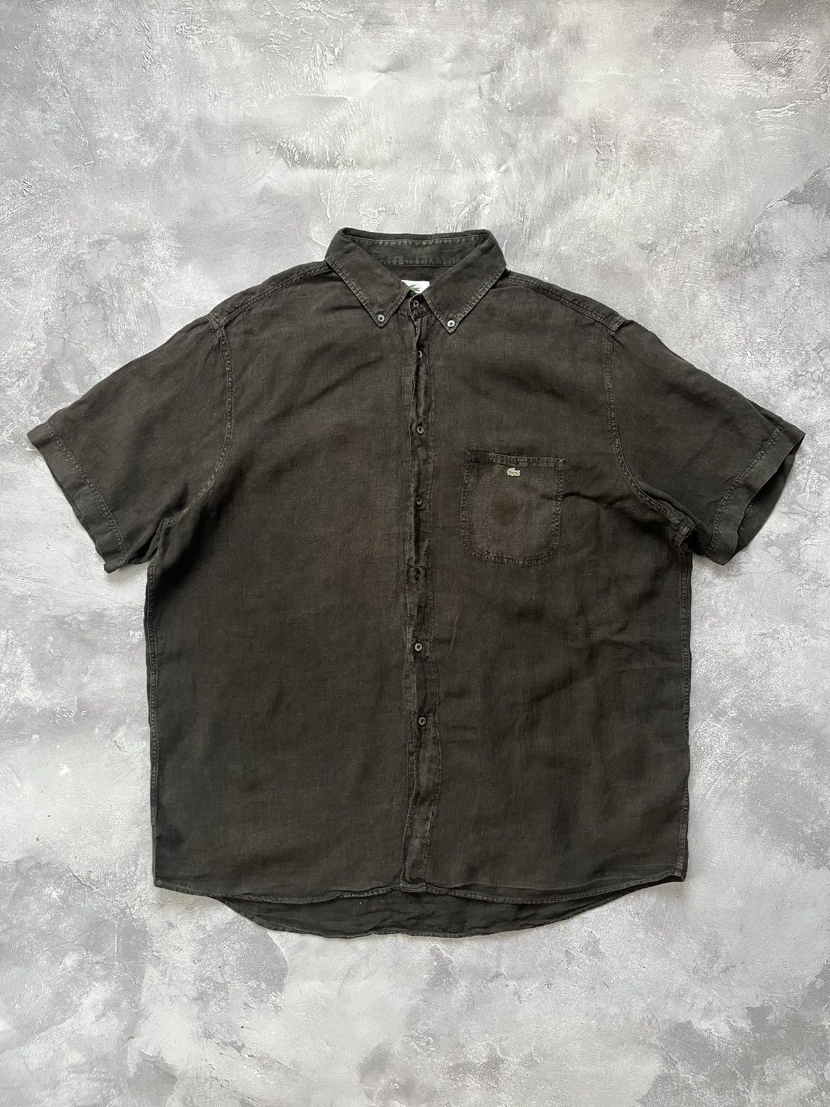 Lacoste Vintage Lacoste Brown 100% linen shirt short sleeve size 46 Size US XXL / EU 58 / 5 - 1 Thumbnail