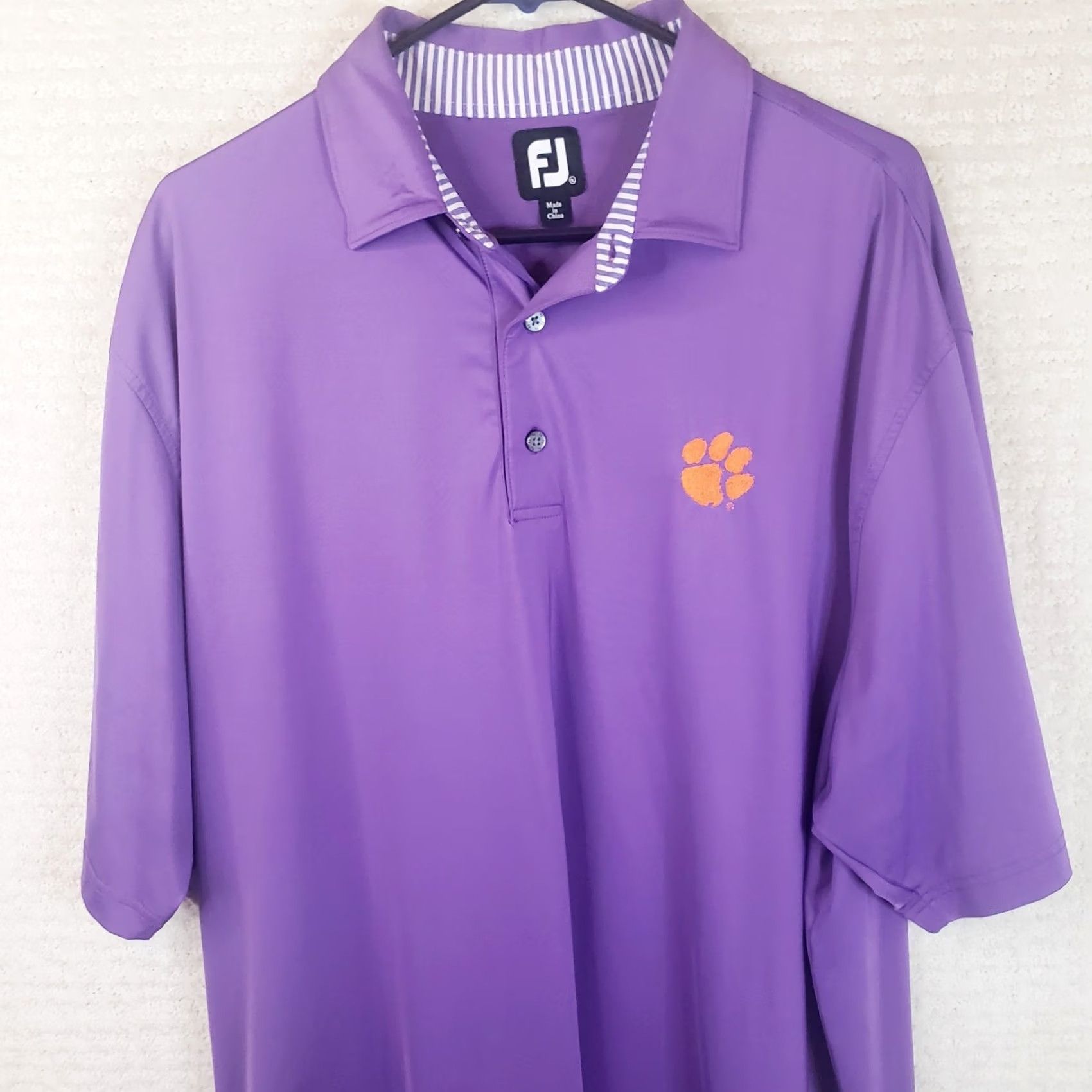 Footjoy Clemson Tigers Polo Shirt Mens Large Purple FootJoy Athletic Fit Performance Shirt Size US L / EU 52-54 / 3 - 2 Thumbnail