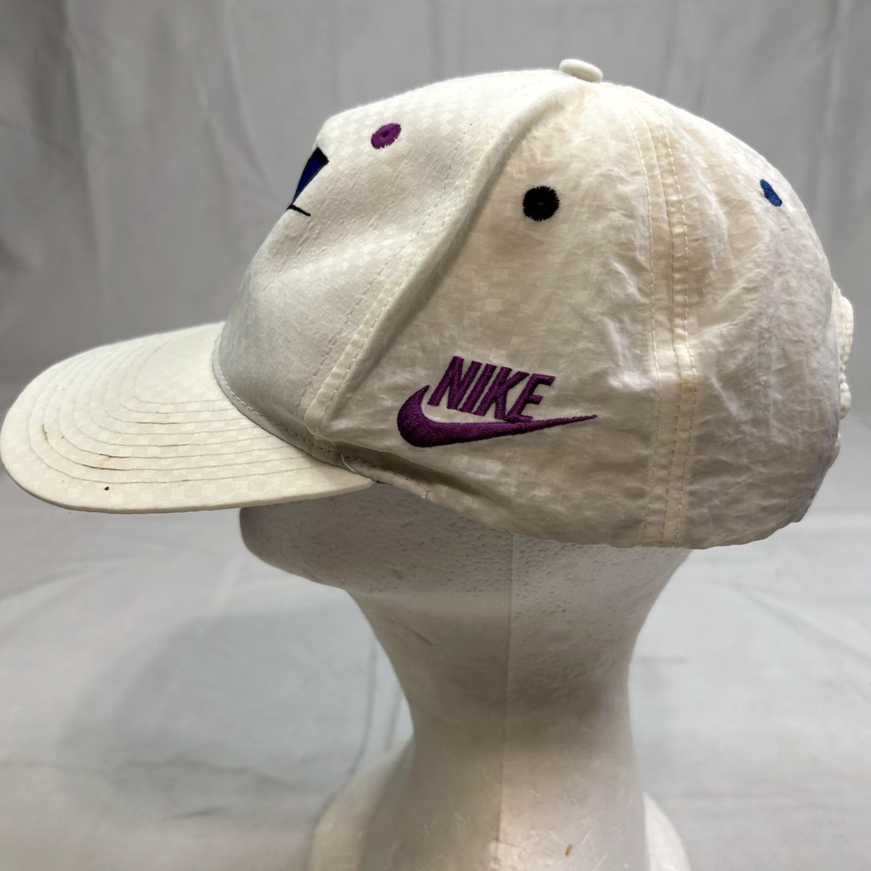 Nike VINTAGE RARE Checkered NIKE White Snapback Hat Swoosh Back Strap 90s Men One Size Size ONE SIZE - 5 Thumbnail