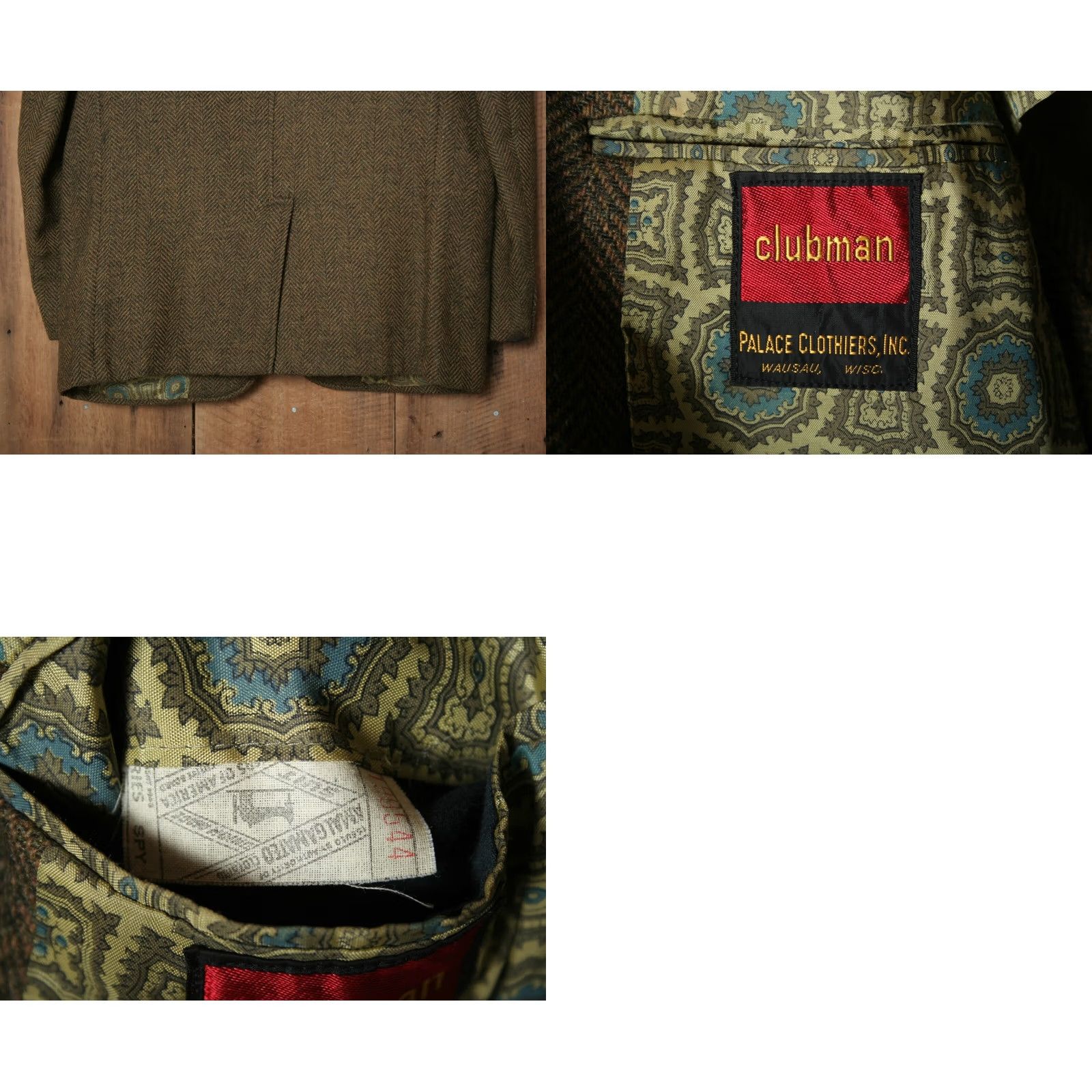 Vintage VINTAGE Clubman Green Herringbone Wool 3-Button Sport Coat 42-44 Mens Jacket Size US XS / EU 42 / 0 - 8 Thumbnail