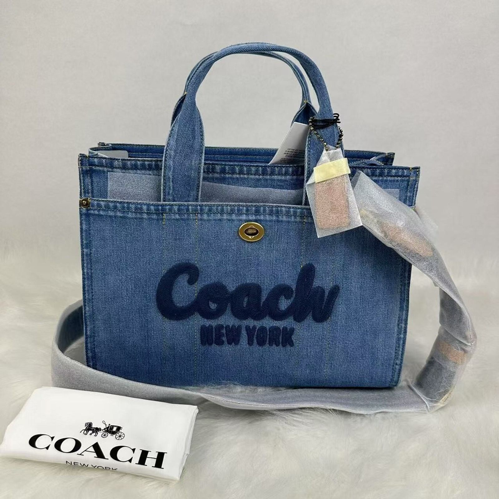 Coach Cargo Tote Crossbody Bag In Denim/Indigo CR657 NWT