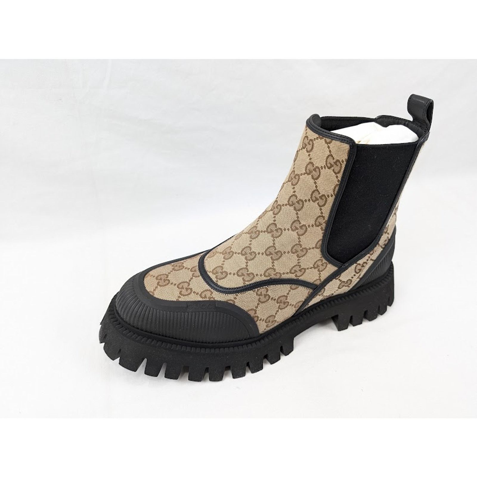 Gucci o1rshd1 Novo GG Canvas Chelsea Boots in Beige/Ebony Size US 11.5 / EU 44-45 - 8 Thumbnail