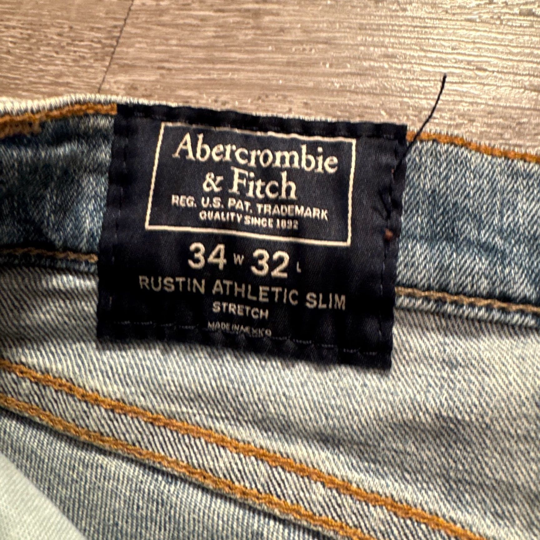 Abercrombie & Fitch Abercrombie & Fitch Jeans Slim 34 Blue Denim Rustin Athletic Slim 34x26 Mens Regular 5-Pocket Stretch Denim Blue Jeans Size US 34 / EU 50 - 4 Thumbnail