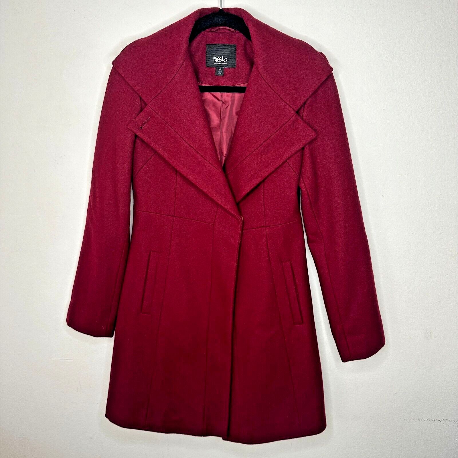 Mossimo Mossimo Red Wool Fitted Long Line Button Coat Welt Pocket XS Size XS / US 0-2 / IT 36-38 - 12 Thumbnail