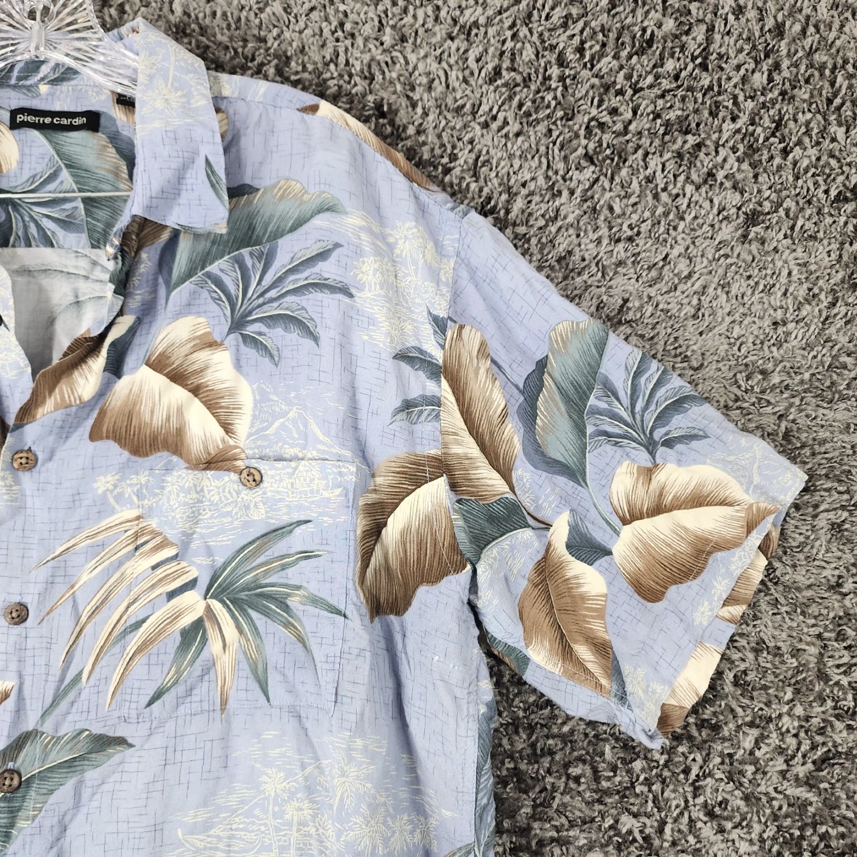 Pierre Cardin VINTAGE Pierre Cardin Hawaiian Floral Button-Up Shirt Adult Large Blue Mens Size US 33 - 3 Thumbnail