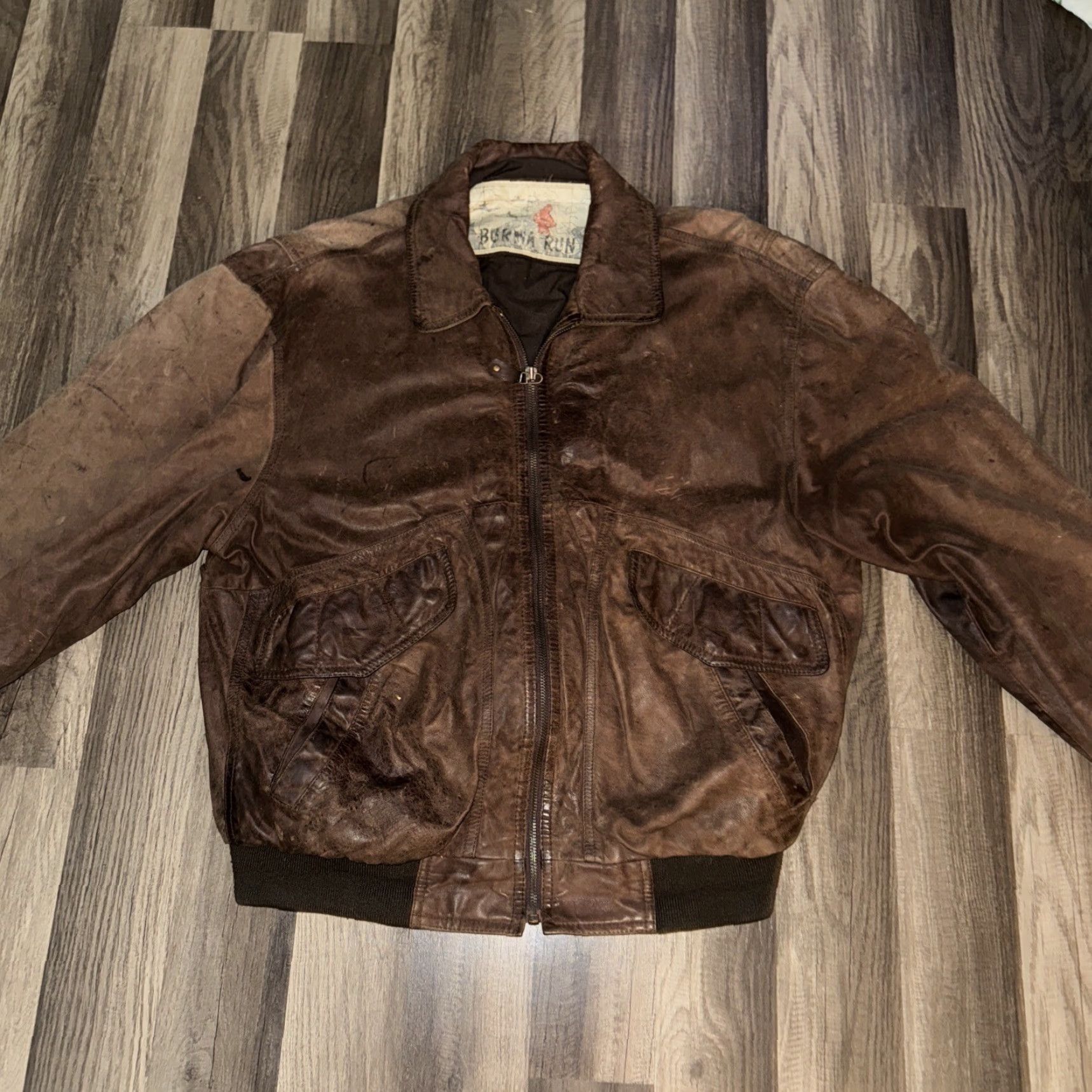Vintage VINTAGE Burma Run Bomber Jacket Mens Large Brown Leather 24X25 Urban Vintage 80s Biker Military Pilot Jacket Mens Daywear Size US L / EU 52-54 / 3 - 2 Thumbnail