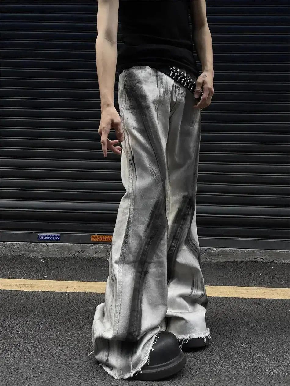 Japanese Brand Retro floor mop gradient ruffled denim jeans Size US 32 / EU 48 - 1 Thumbnail
