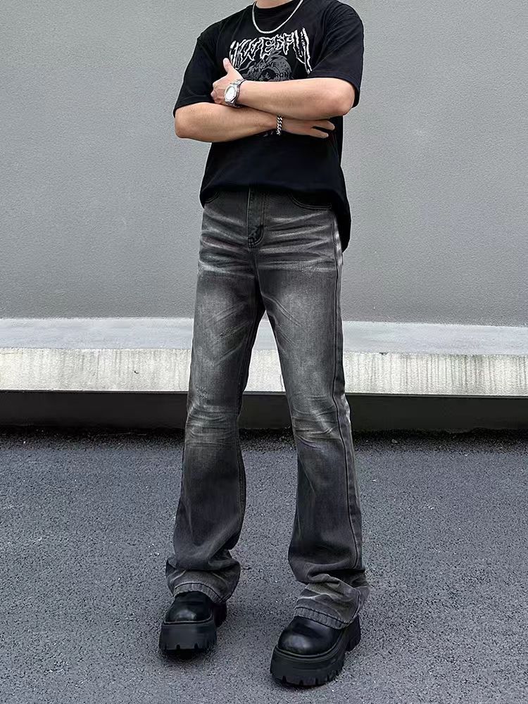 Japanese Brand × Jean Street Vintage Gradient Washed Micro Flare Black Jeans Size US 30 / EU 46 - 3 Thumbnail