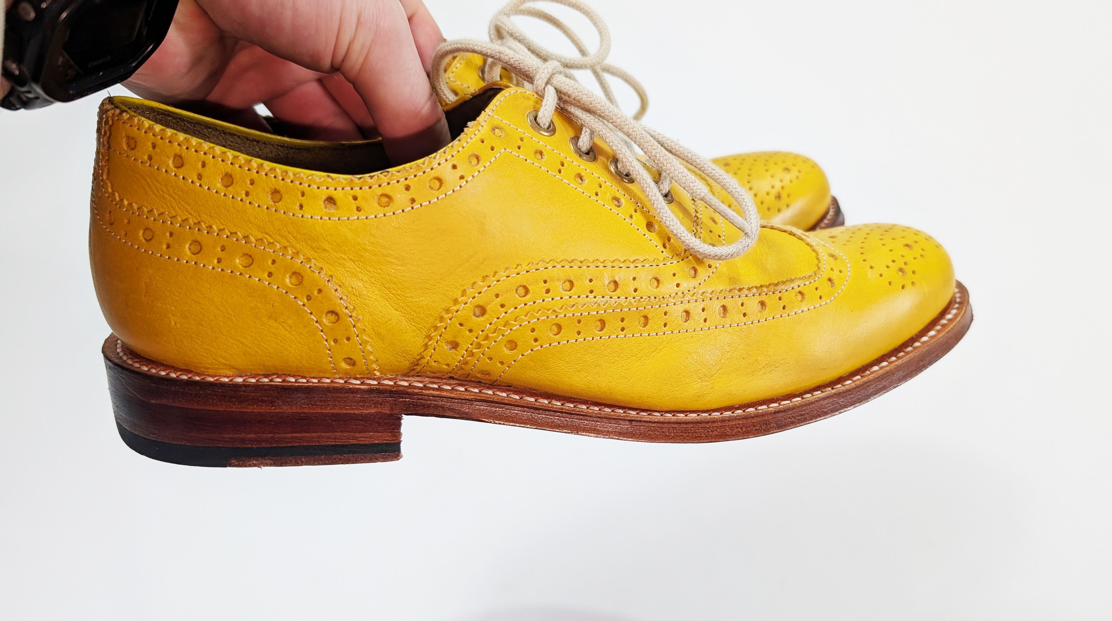Grenson Grenson England Yellow Leather Lace Up Brogues Size UK5 Size US 7.5 / IT 37.5 - 8 Thumbnail