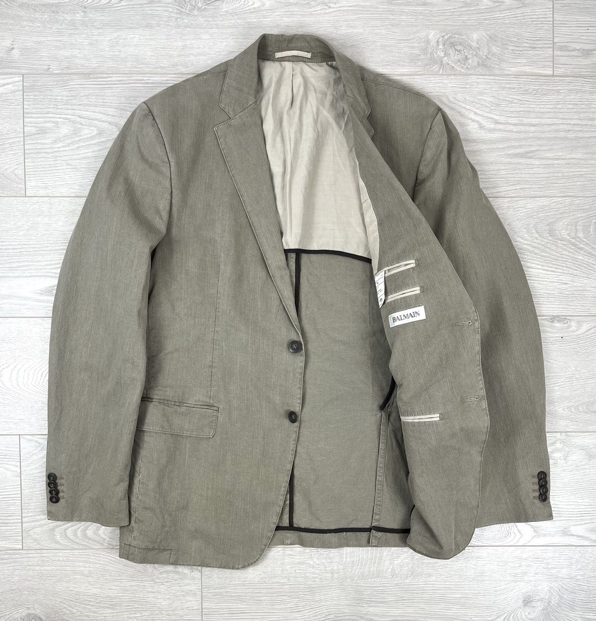 Balmain Balmain Vintage 00s Cotton Grey Blazer Jacket Size US L / EU 52-54 / 3 - 2 Thumbnail